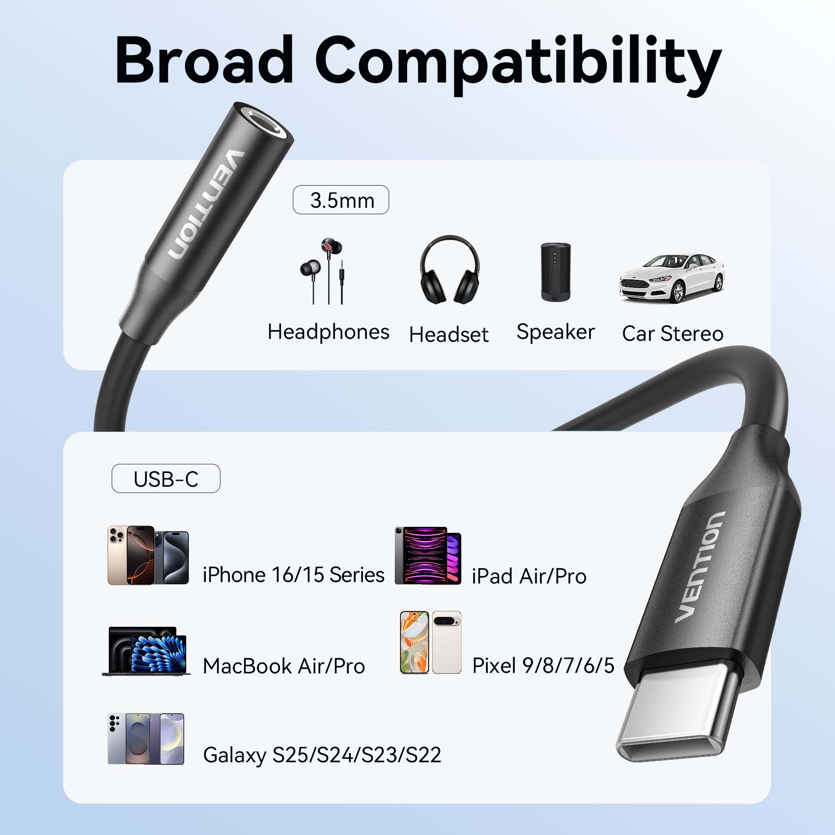 Vention USB-C Male to 3.5mm Female Audio Adapter、mySite、fannypackpong