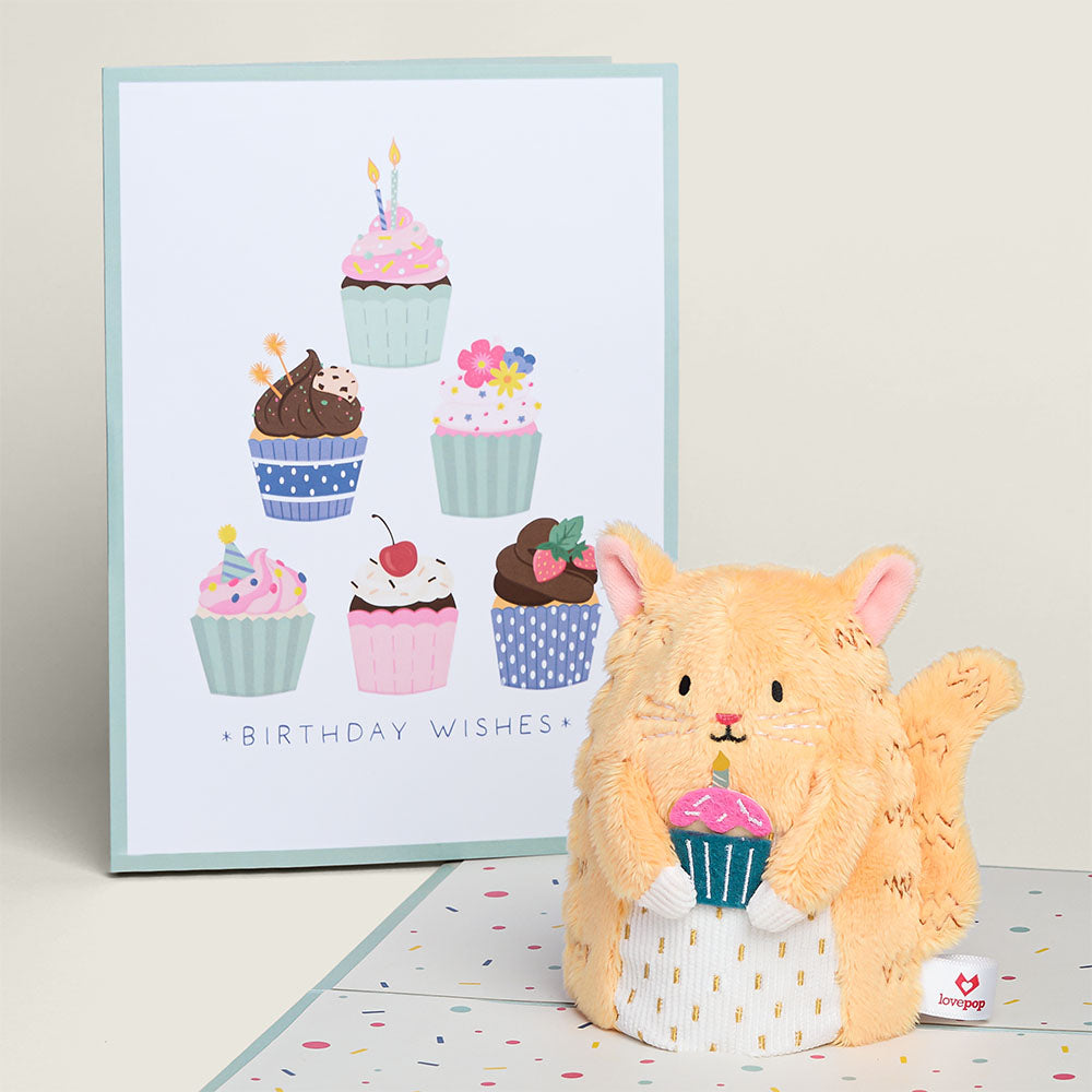 'Birthday Wishes' Cupcake Cat Plushpop Card、mySite、solidvoid