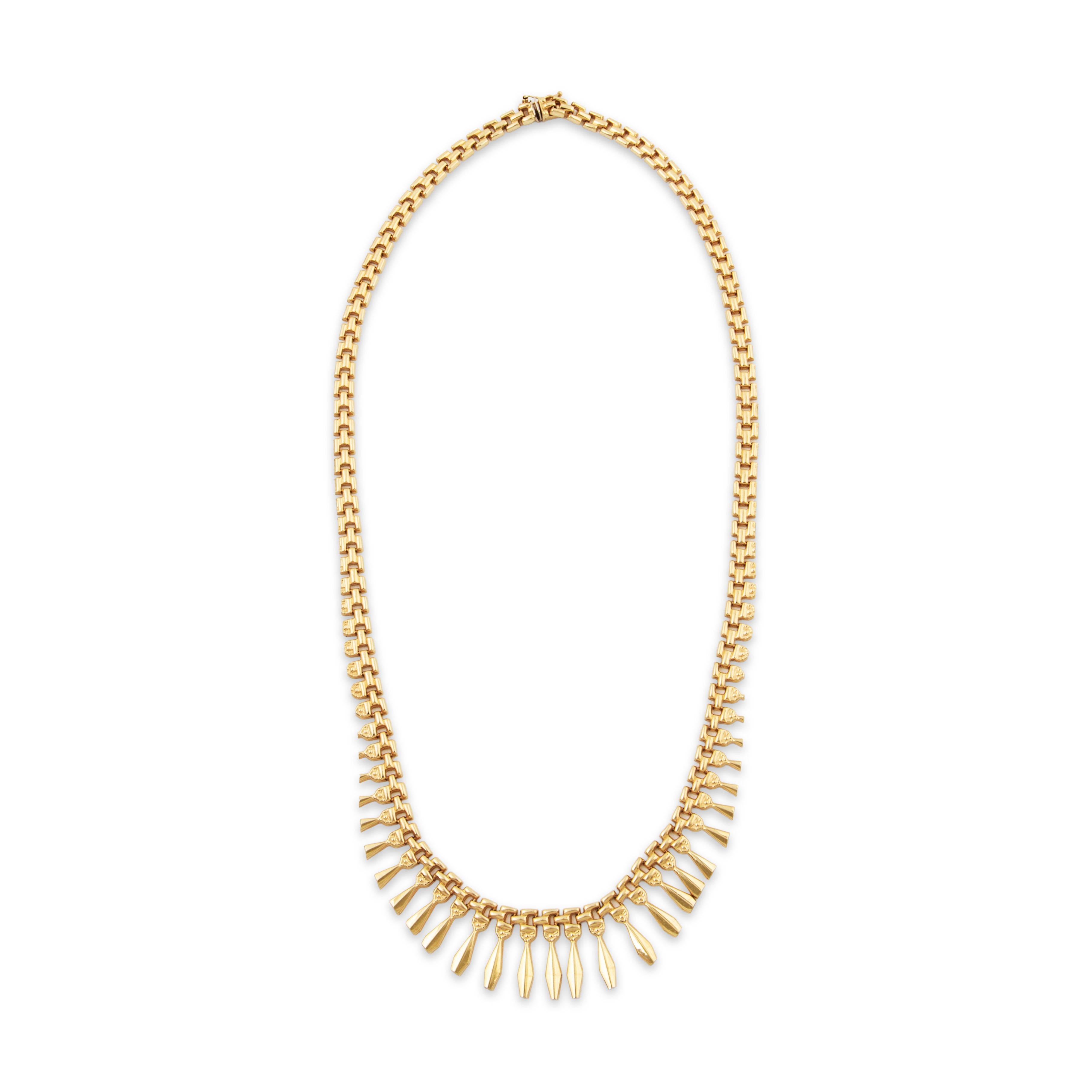 Vintage Italian 14k Yellow Gold Exotic Fringe Cleopatra Necklace 17、mySite、hinf8tx79