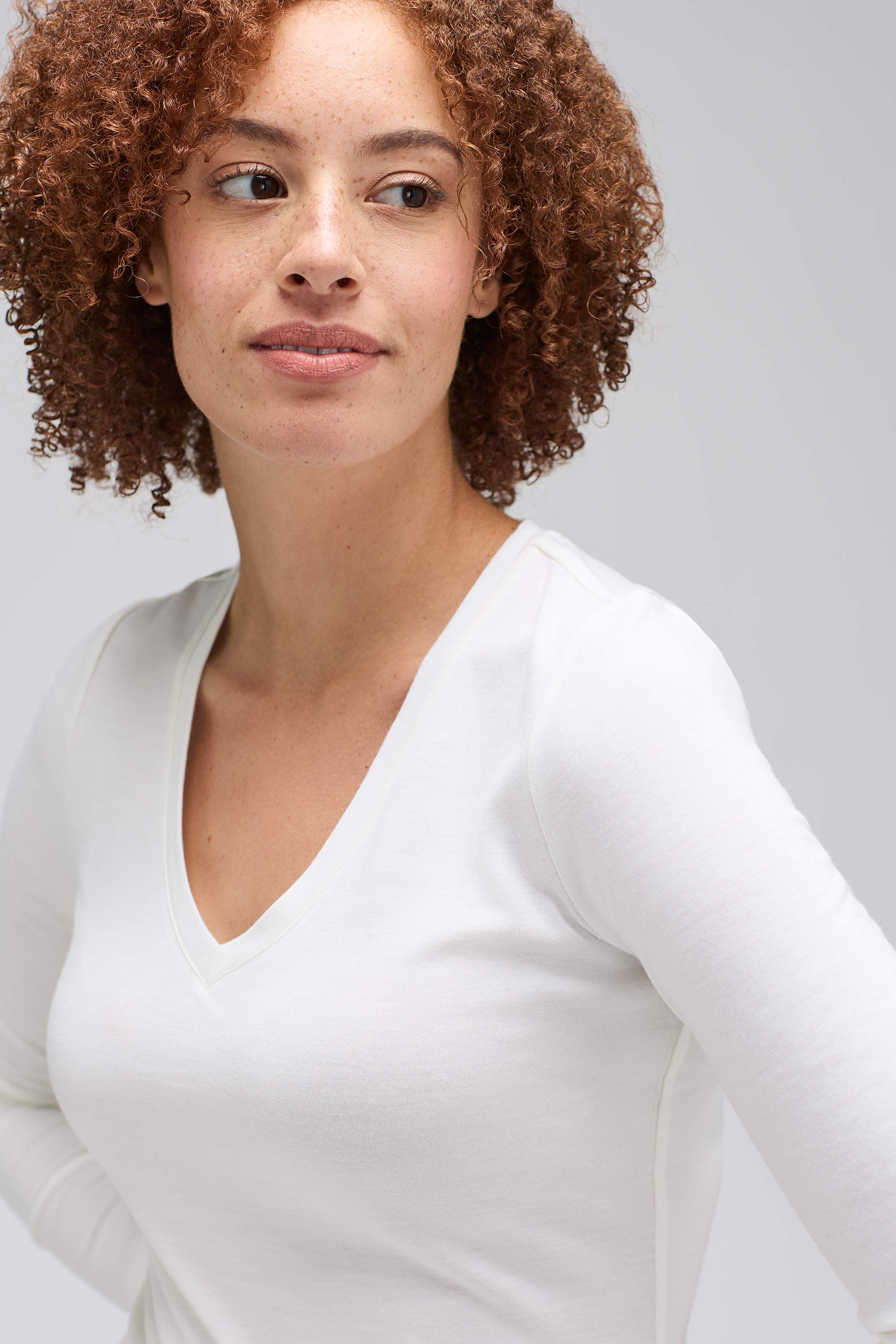 Women's Slim Merino Long Sleeve V-Neck、mySite、noshort