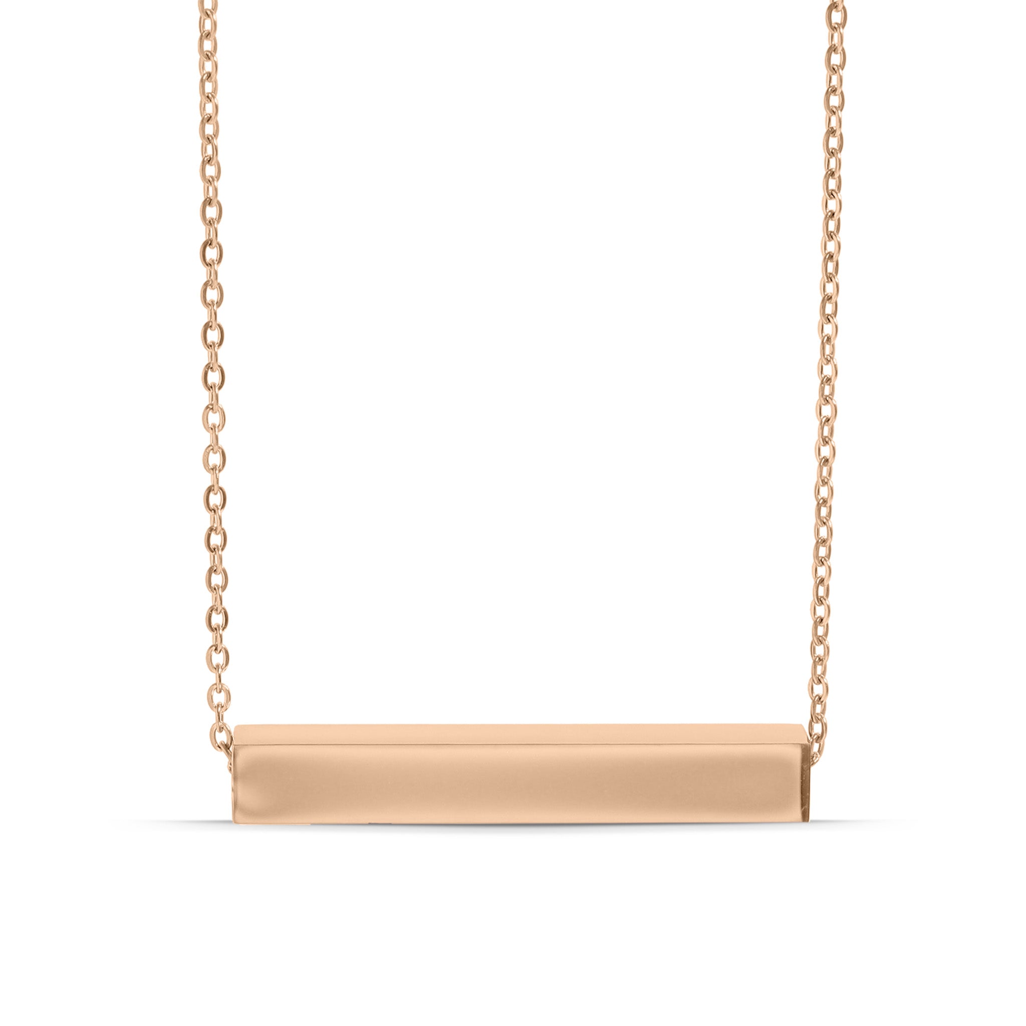 18K Gold PVD Stainless Steel Large Square 4-Sided Horizontal Polished Bar Necklace / SBB0302、mySite、dreamappss