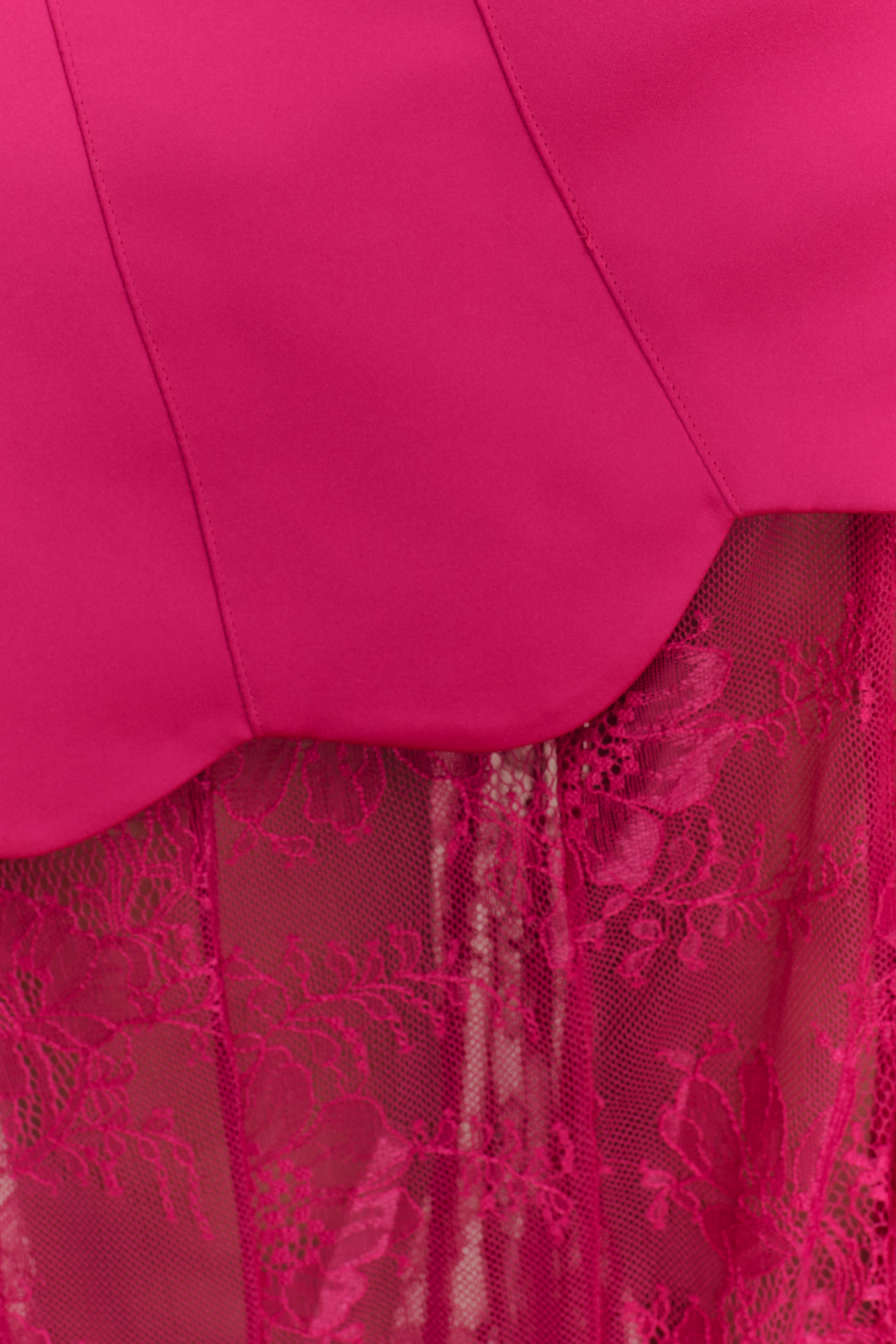 Aleena Satin And Lace Maxi Dress - Dragonfruit、mySite、solidvoid