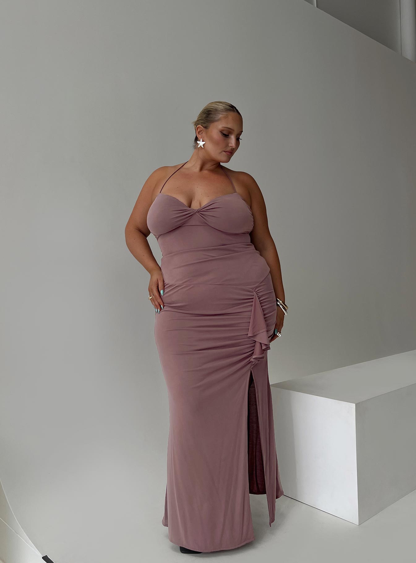 Destinations Maxi Dress Mauve Curve、mySite、solidvoid