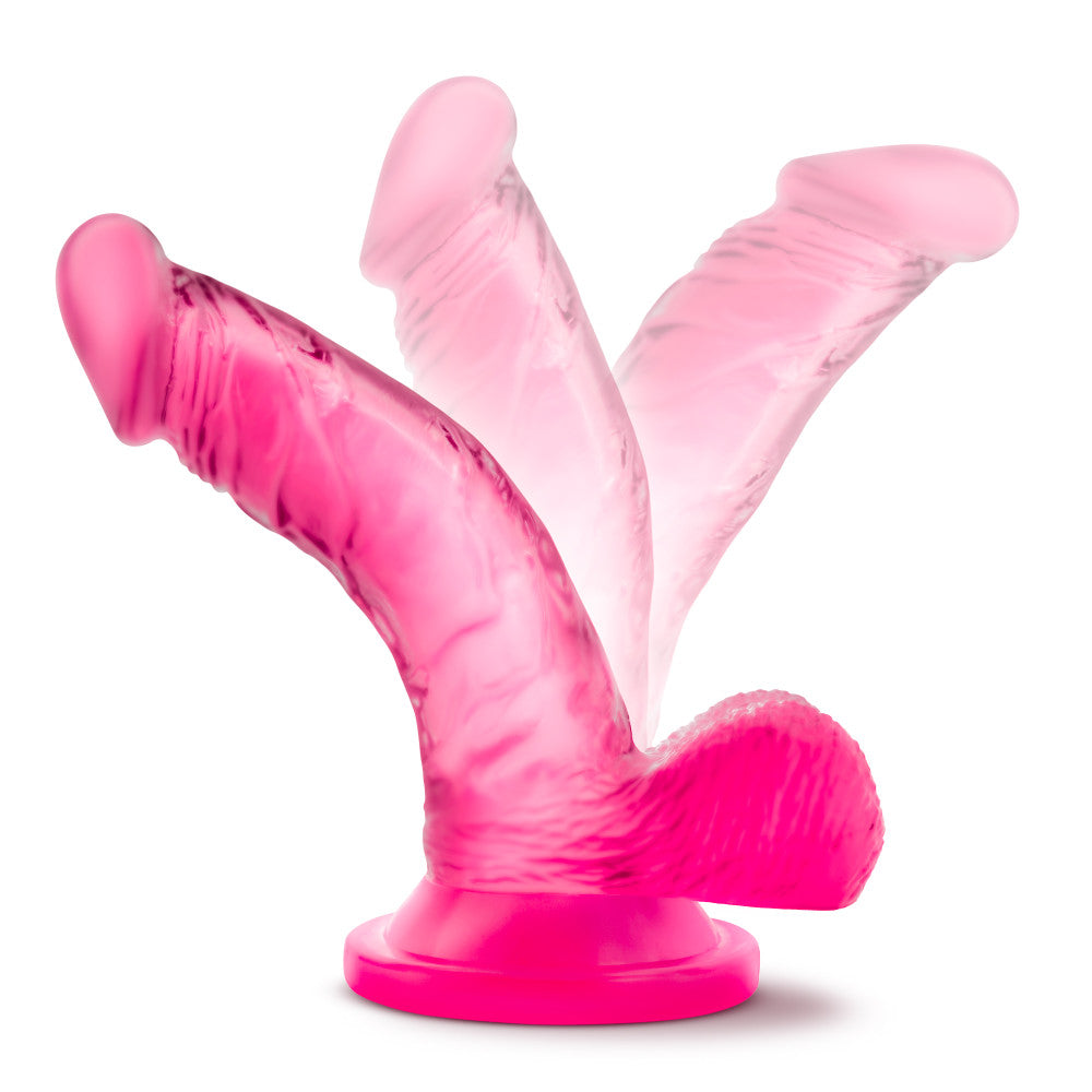 Naturally Yours By Blush® | Realistic Curved G-Spot Pink 4.75-Inch Long Dildo With Balls & Suction Cup Base、mySite、bottomscart