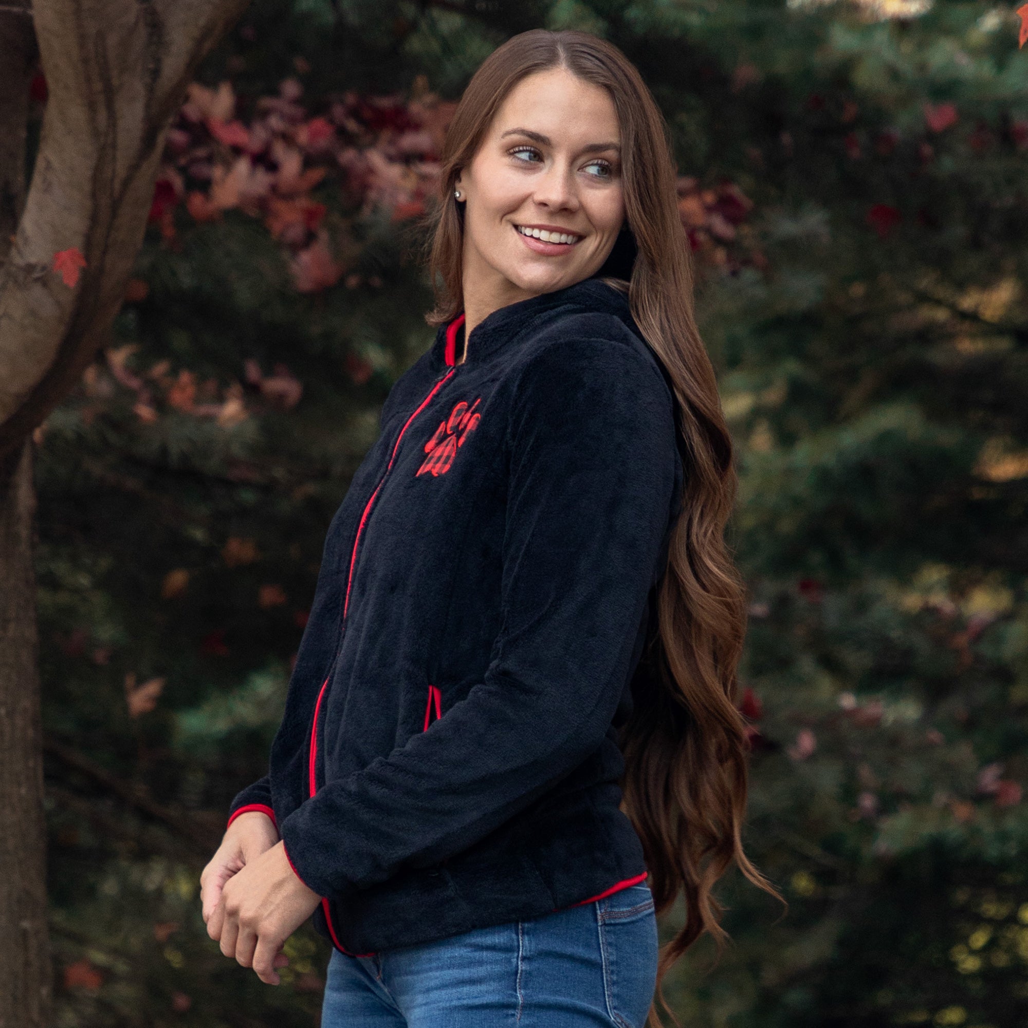 Buffalo Check Paw Print Plush Sherpa Hooded Jacket、mySite、camillekostekn