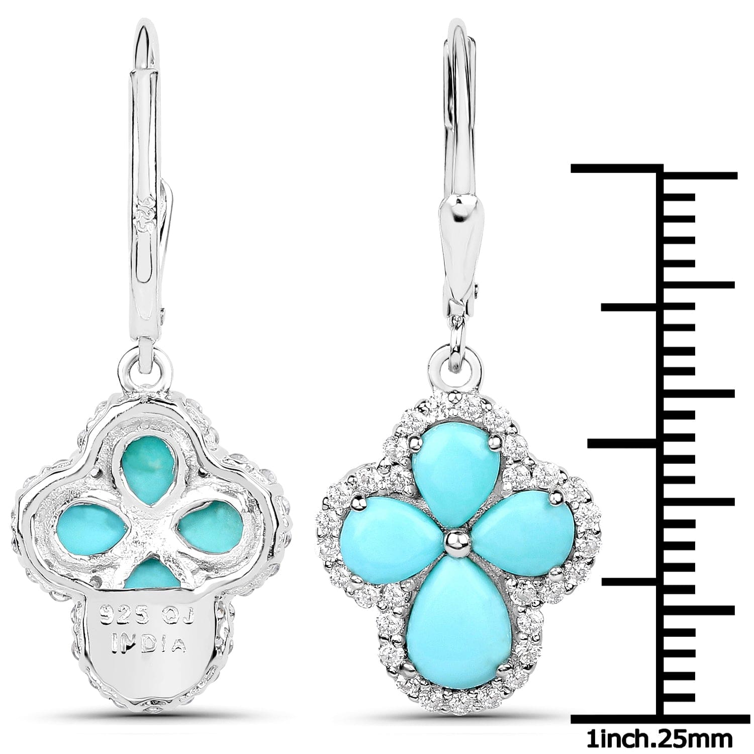 Genuine Tuquoise Cross Earrings with Zircon 925 Sterling Silver、mySite、g9winljtr