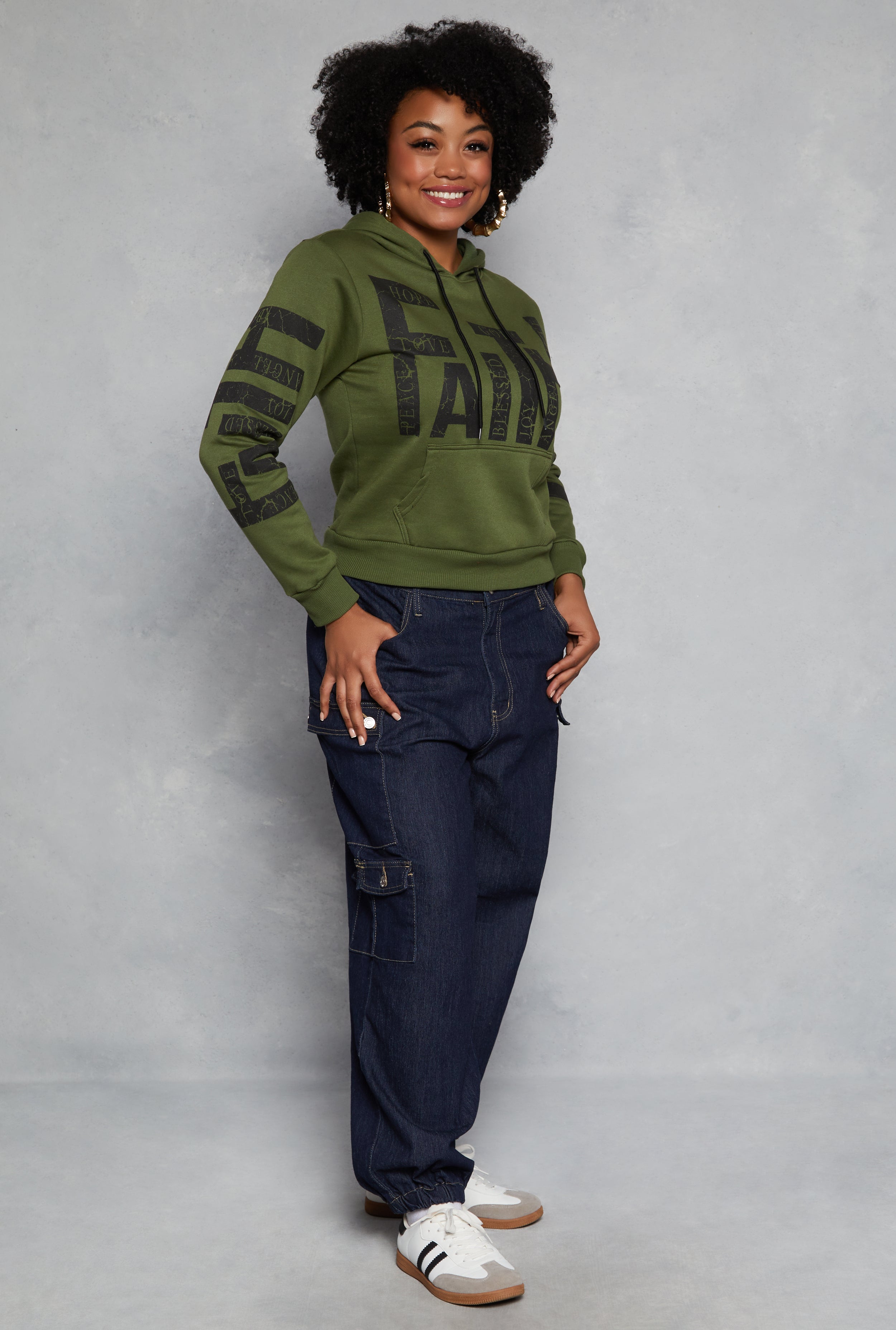 Plus Size Faith Graphic Hooded Sweatshirt、mySite、camillekostekn