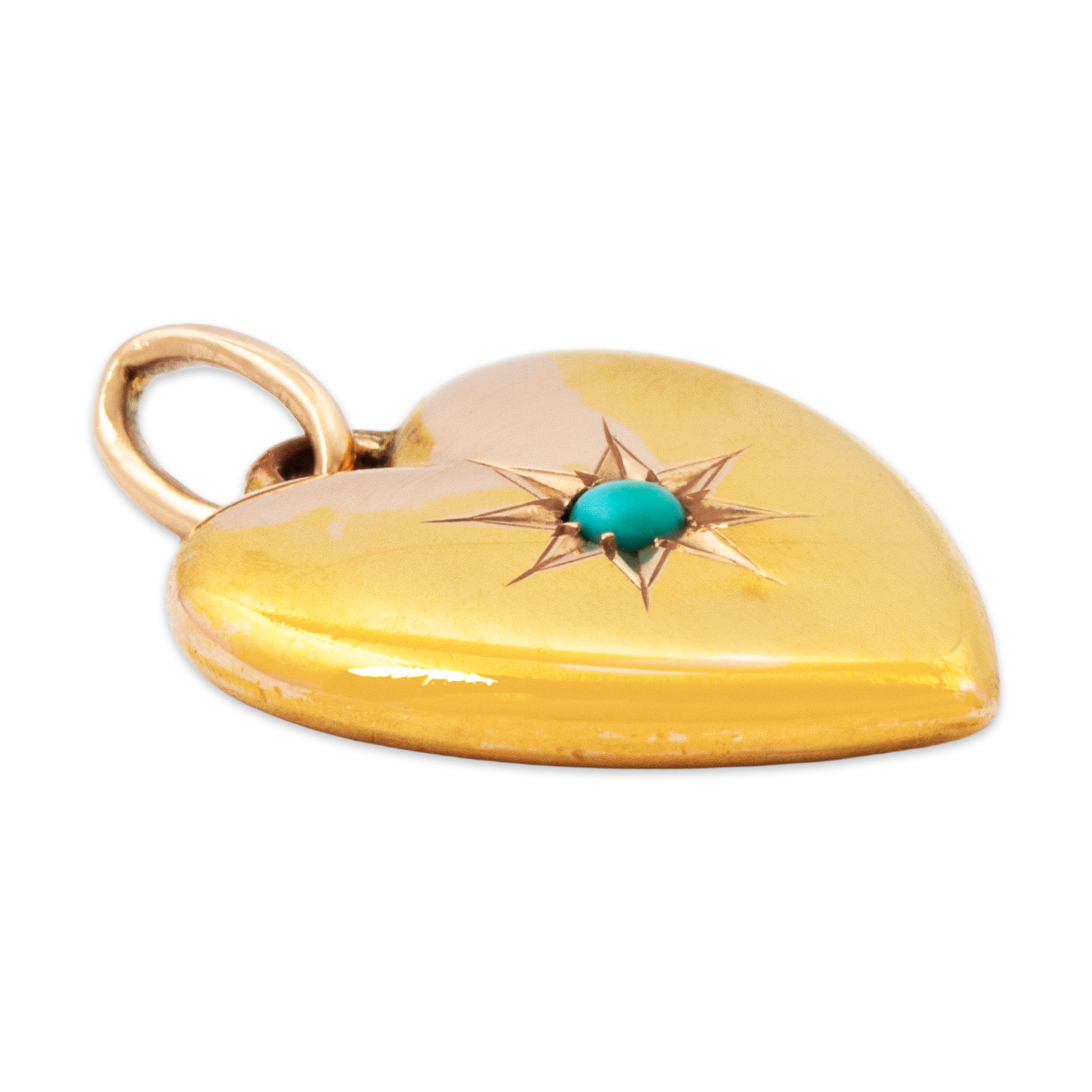 Antique Victorian 10k Yellow & Rose Gold Turquoise Star-Set Heart Pendant、mySite、hinf8tx79