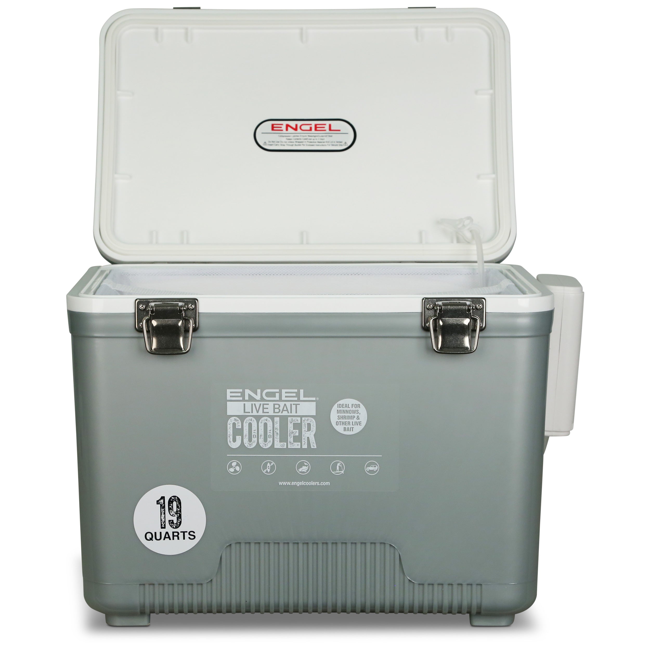 Engel 19Qt Live bait Pro Cooler with AP3 Rechargeable Aerator & Stainless Hardware、mySite、noshort