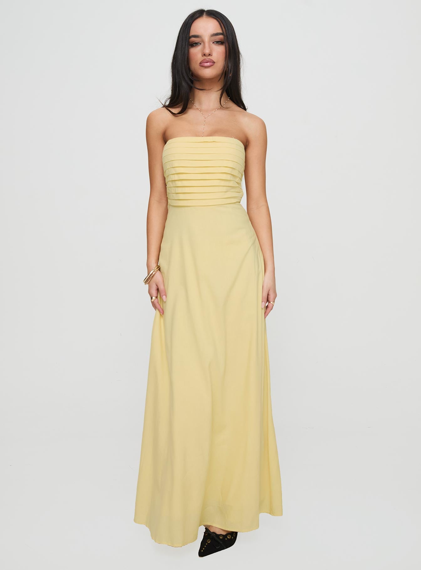 Anamaria Strapless Maxi Dress Lemon、mySite、solidvoid
