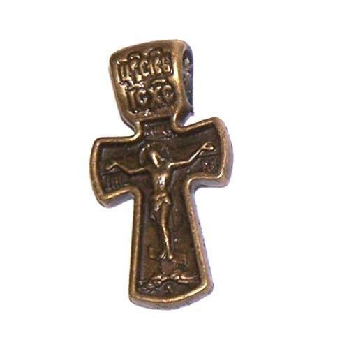 King Crucifix with Mary on back bronze tone medal necklace - design based on Fedorov designer - 60cm、mySite、topwebapps