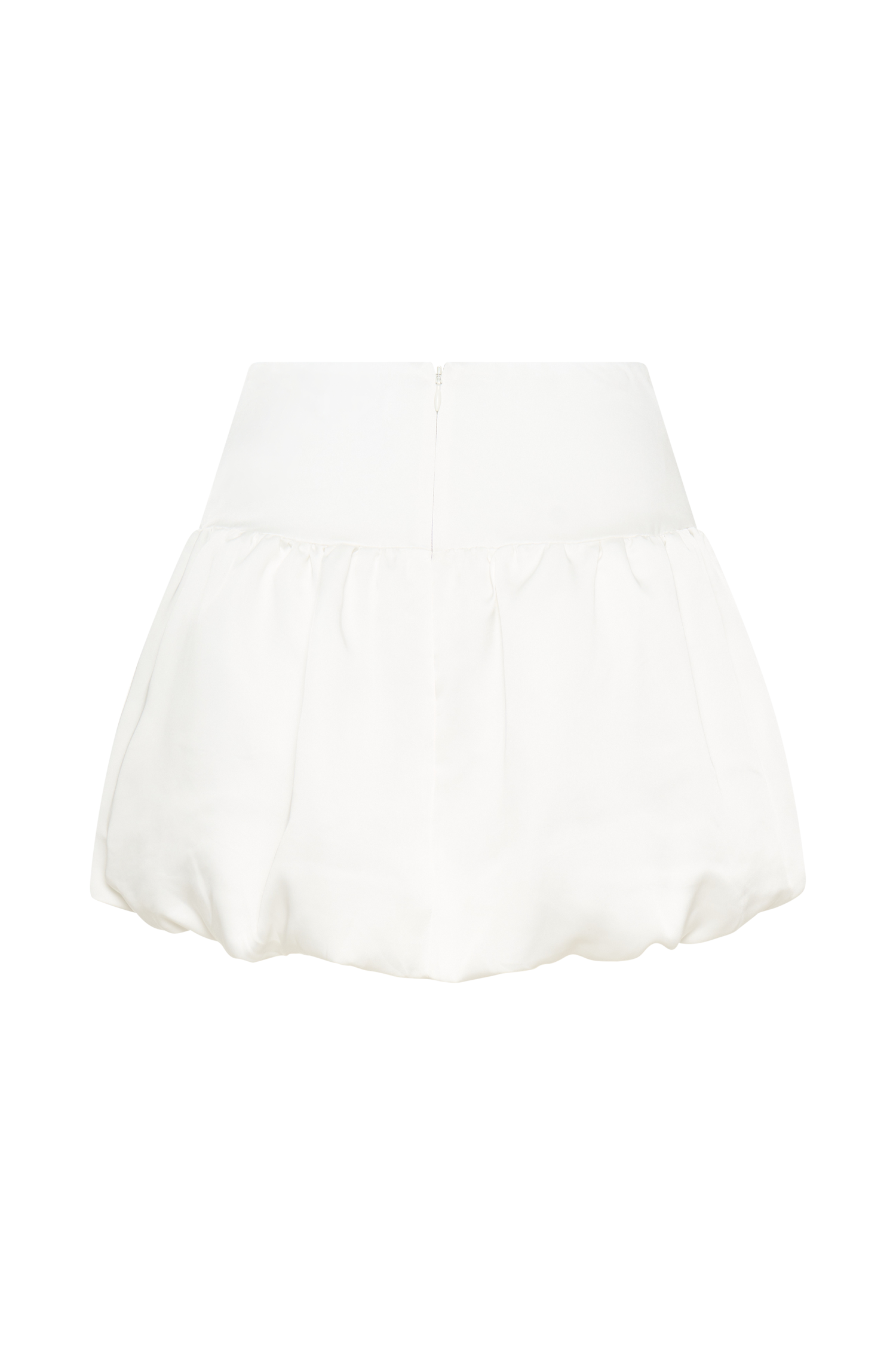 Genia Satin Bubble Mini Skirt - White、mySite、solidvoid