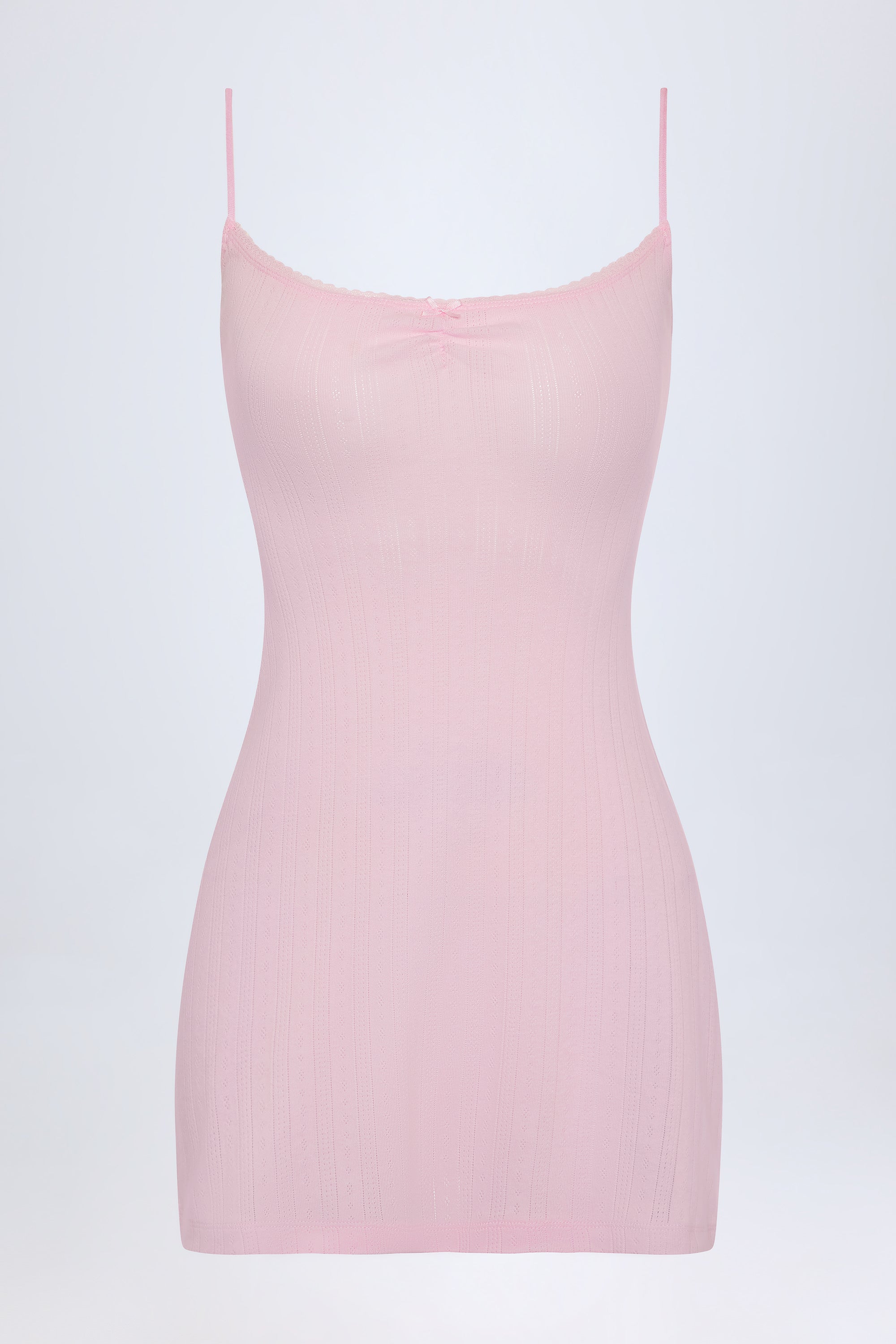  Pointelle Ruched A-Line Mini Dress in Baby Pink、mySite、sugarbowlscore