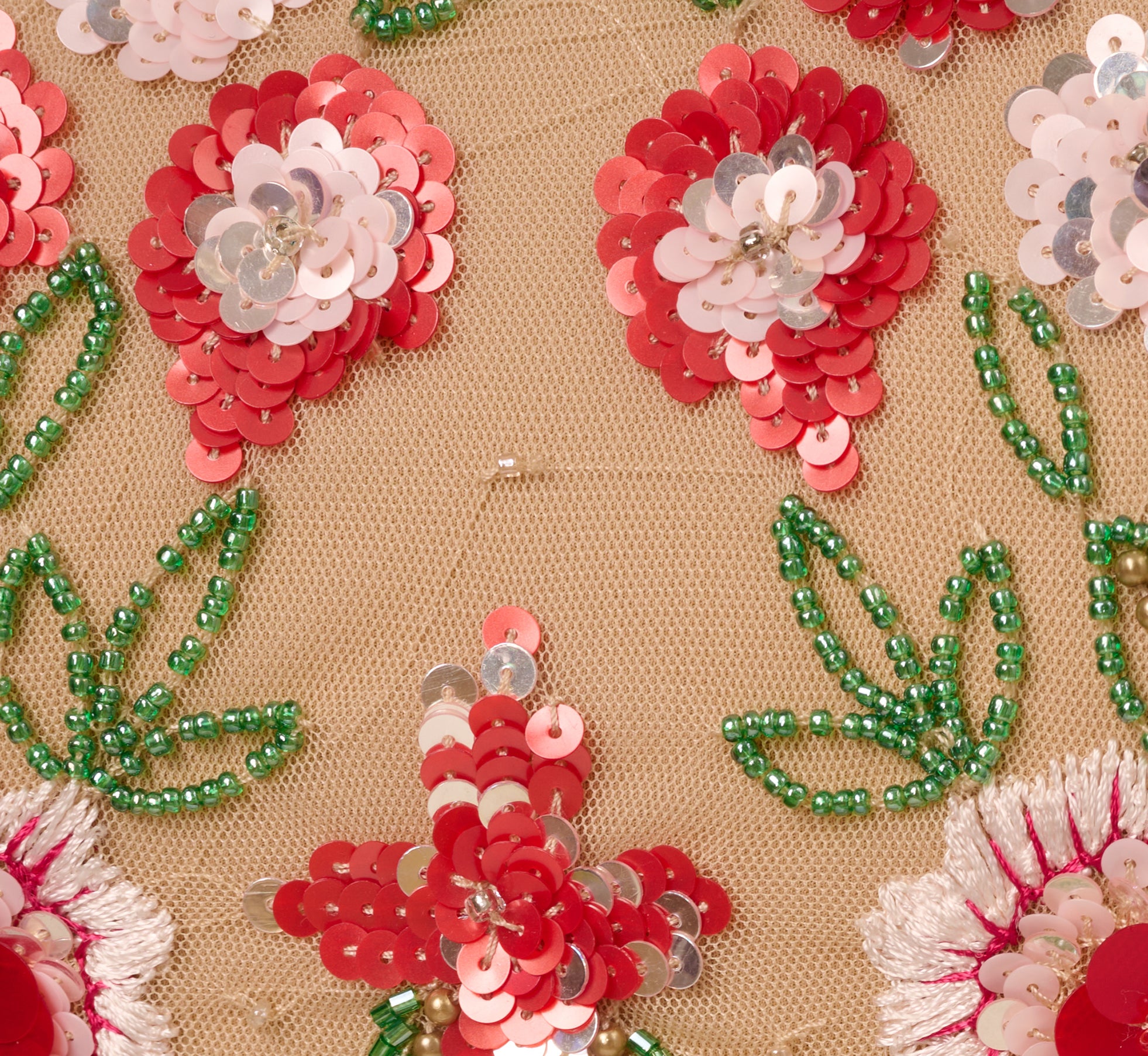 Sleeveless Fringe Trim Floral Bead Midi Dress In Nude Multi、mySite、solidvoid