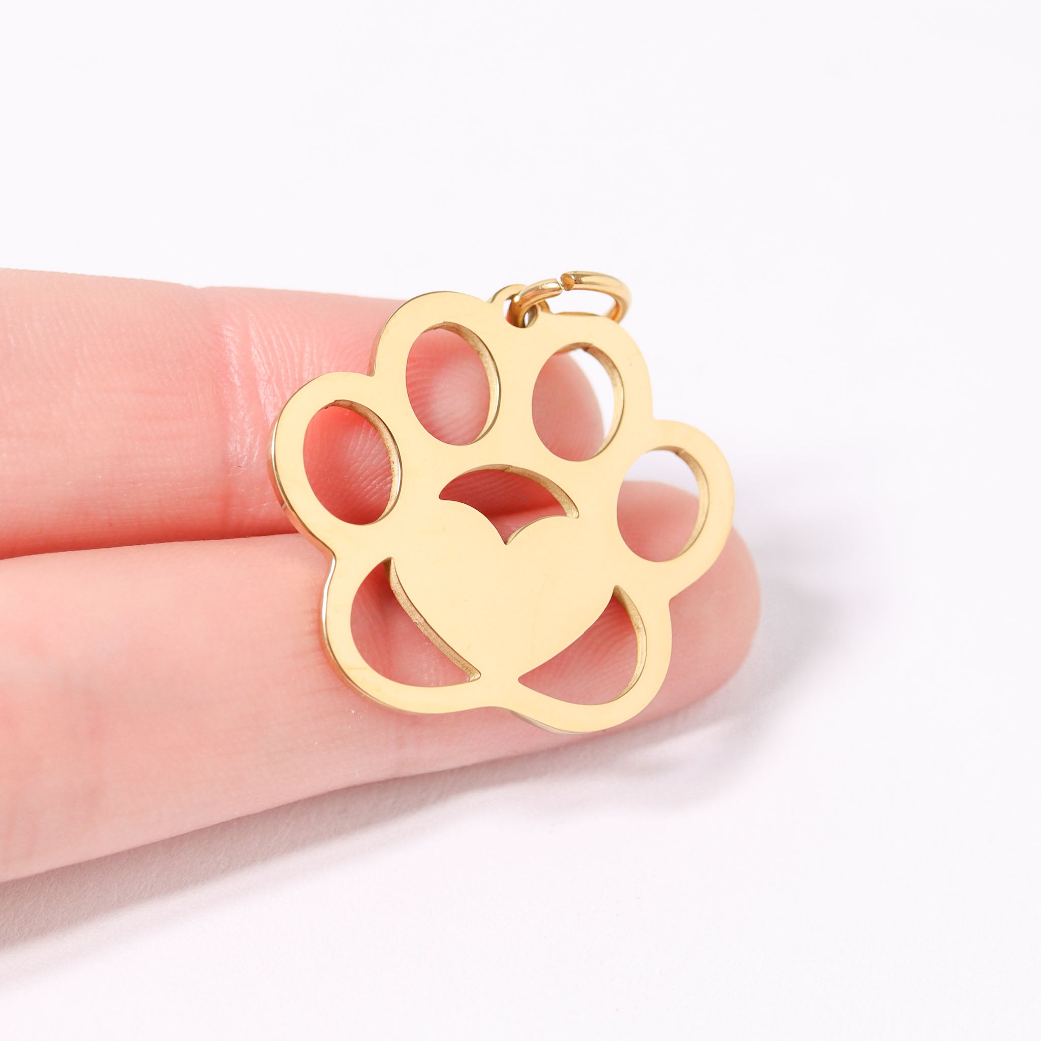 18K Gold PVD Stainless Steel Blank Paw Print Pet Tag / PDL0140、mySite、dreamappss