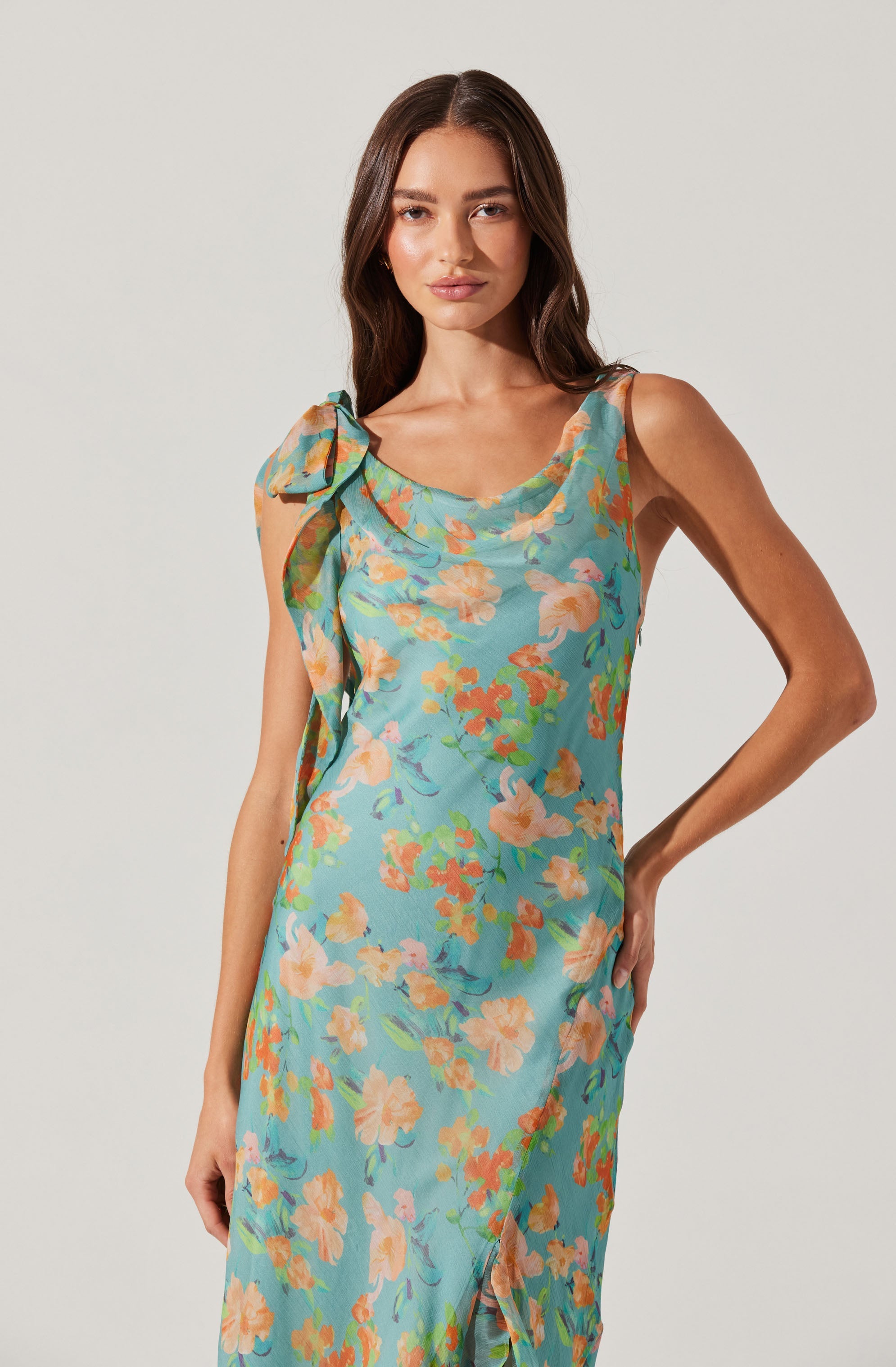 Isabelle Ruffled Cowl Neck Dress、mySite、solidvoid