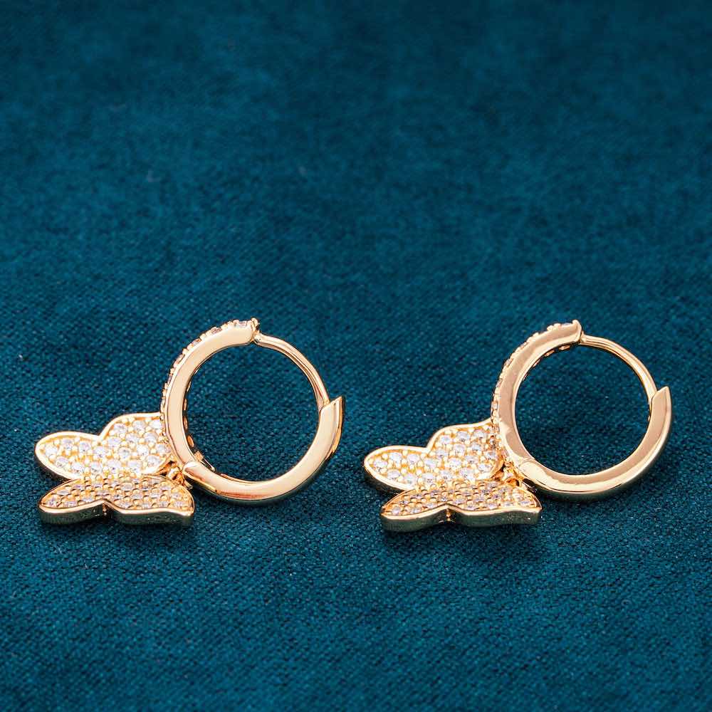 Moissanite Butterfly Earrings 14K Gold、mySite、hinf8tx79