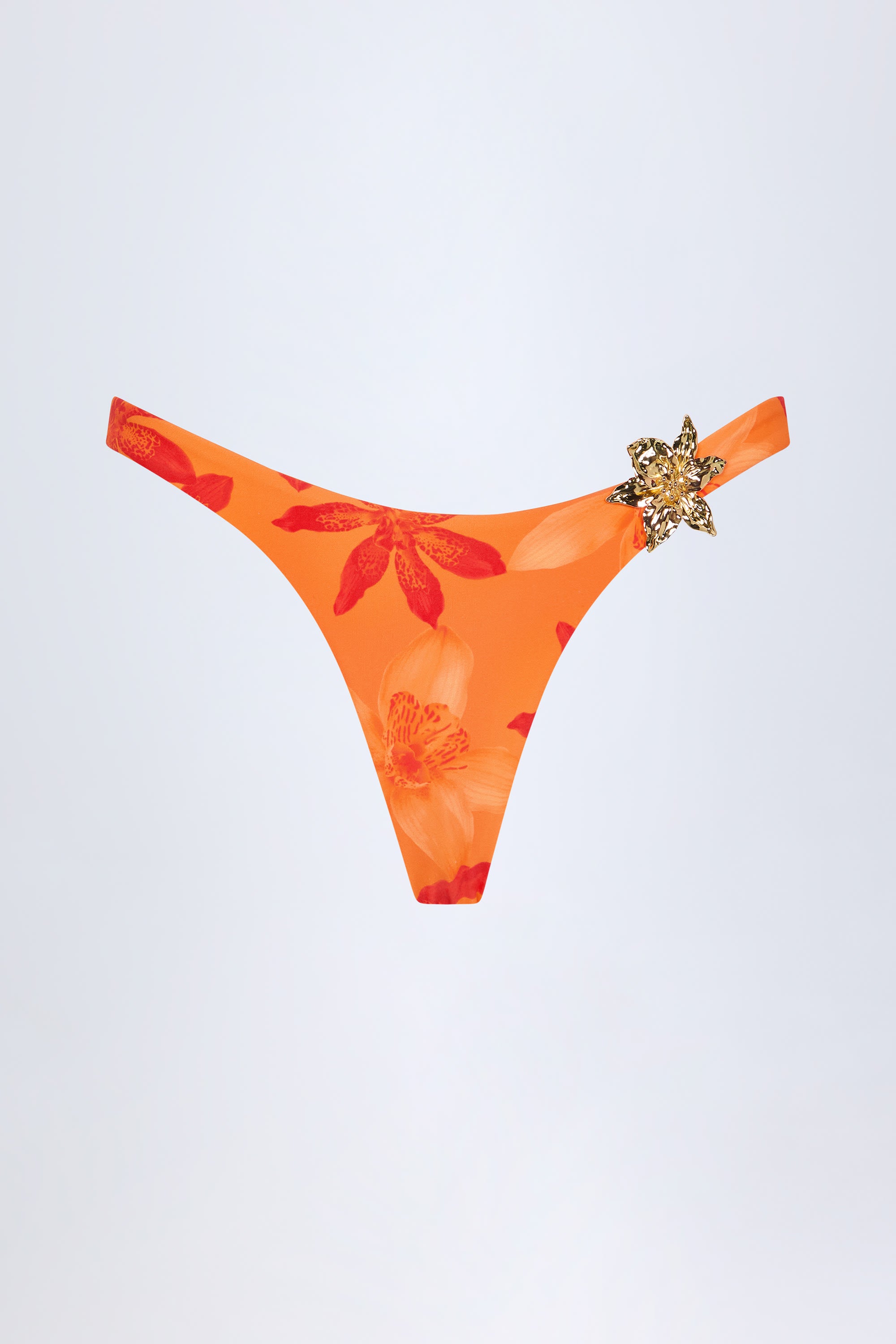  Hardware-Detail Cheeky Bikini Bottoms in Orange Orchid Print、mySite、sugarbowlscore