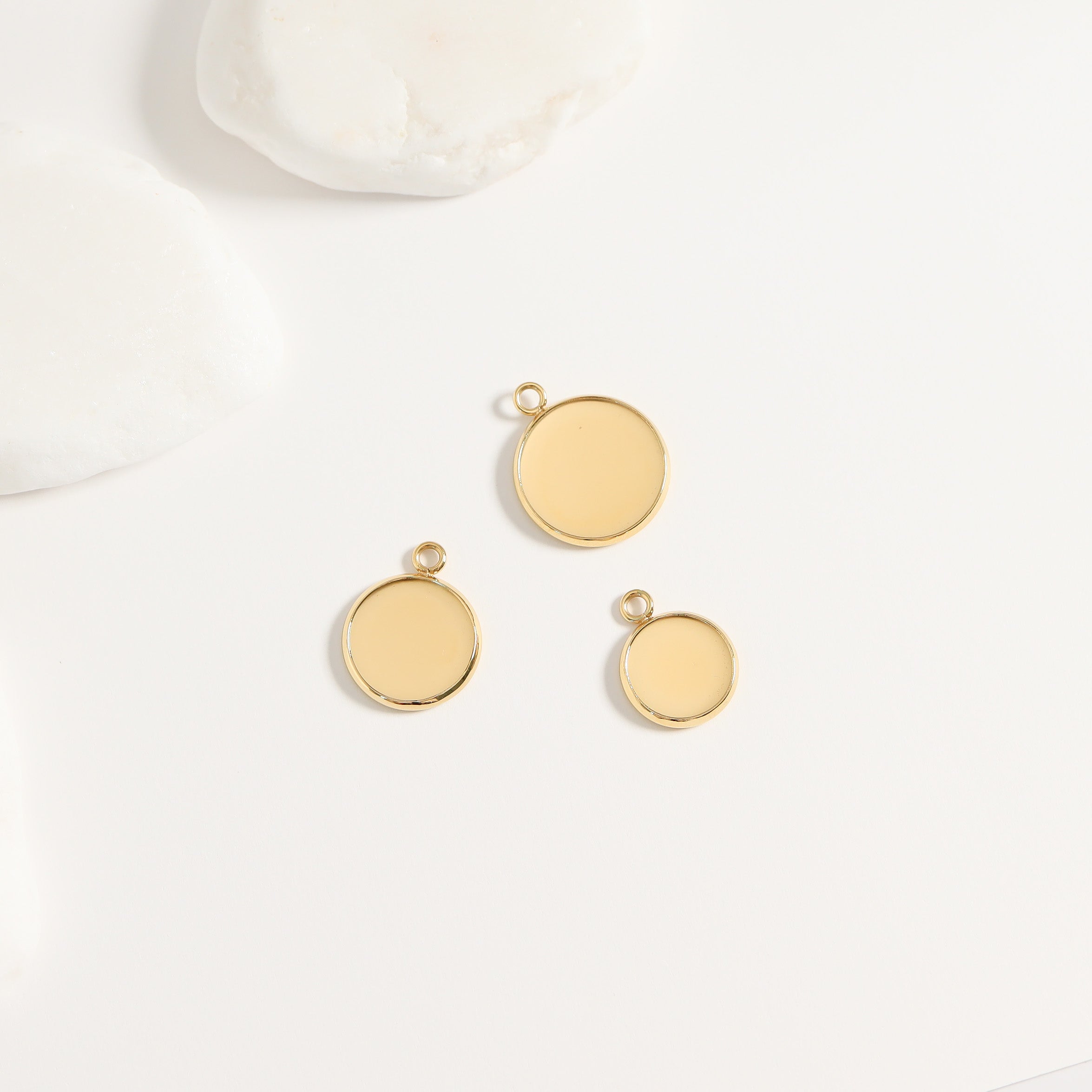 18K Gold PVD Stainless Steel Cabochon Bezel 10 Pack / ENC0020、mySite、dreamappss