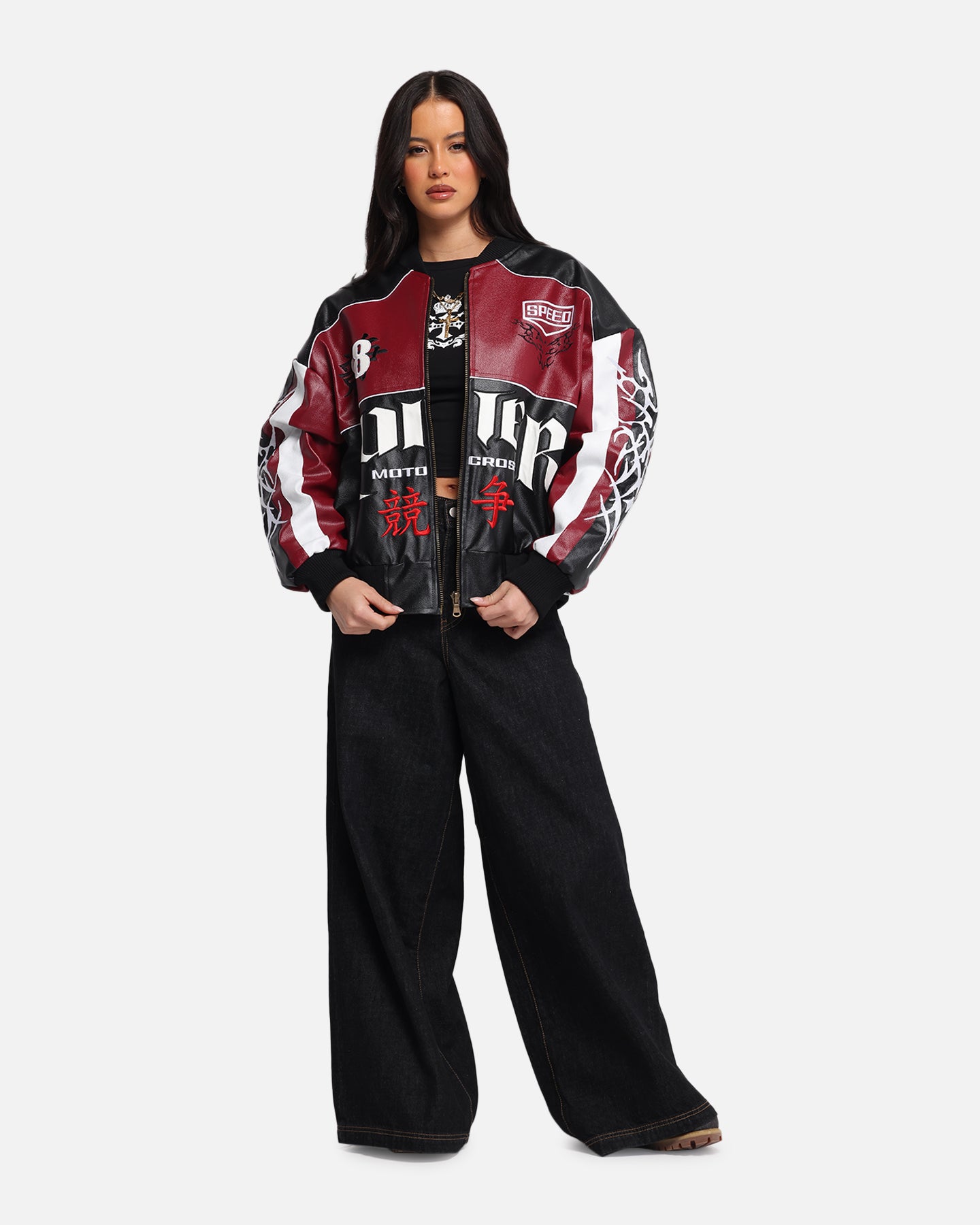 Loiter Tokyo Drift Vegan Leather Jacket Red、mySite、zt4zffjzw