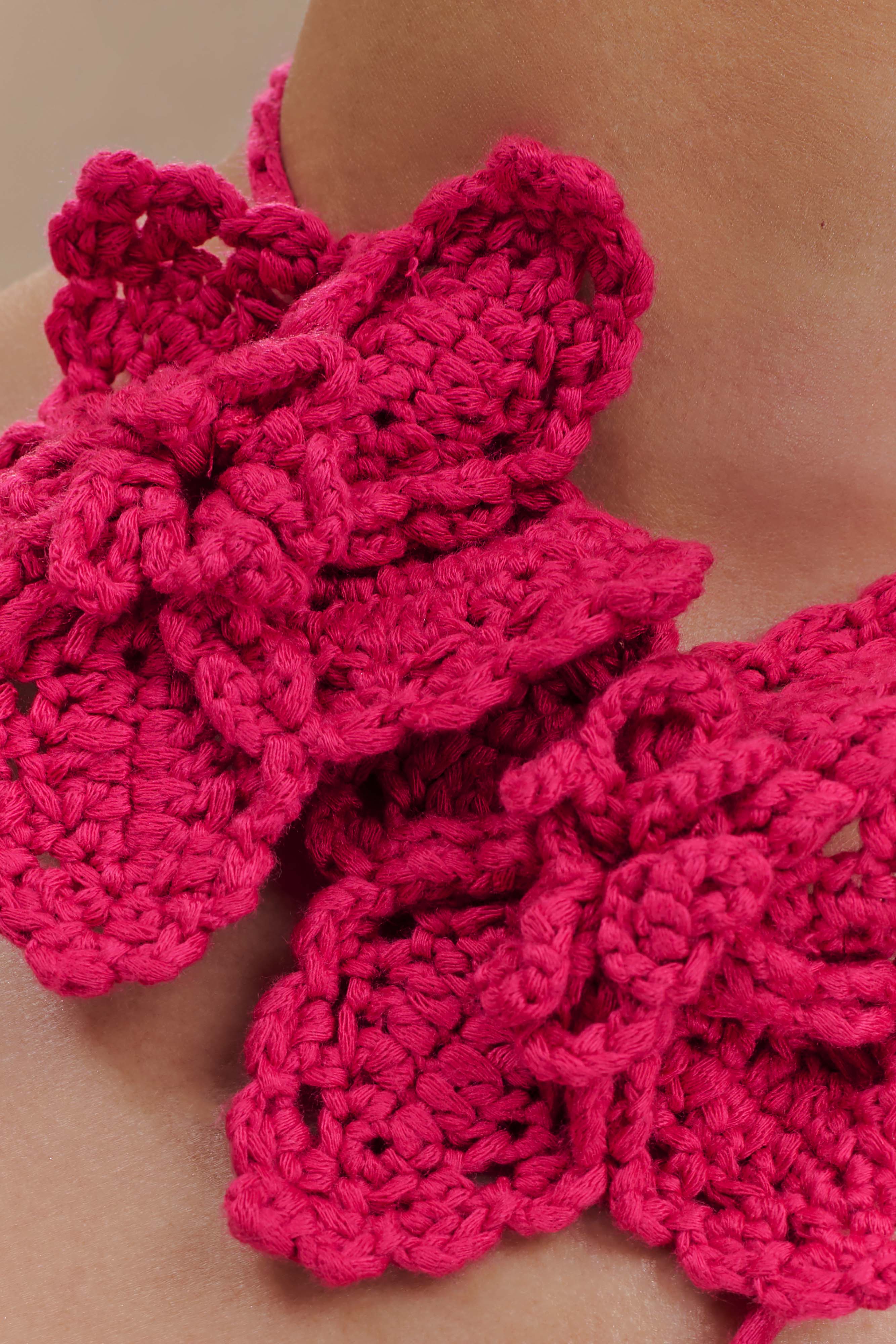 River Floral Crochet Bikini Top - Pink Cherry、mySite、solidvoid