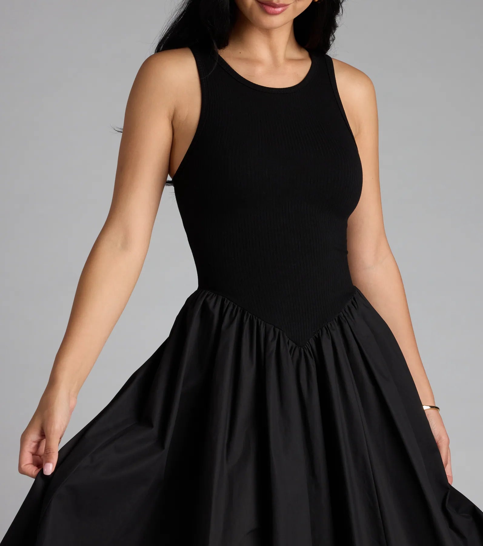  Romantic Sunny Days Crew Neck Poplin Midi Dress、mySite、justintrudeaud