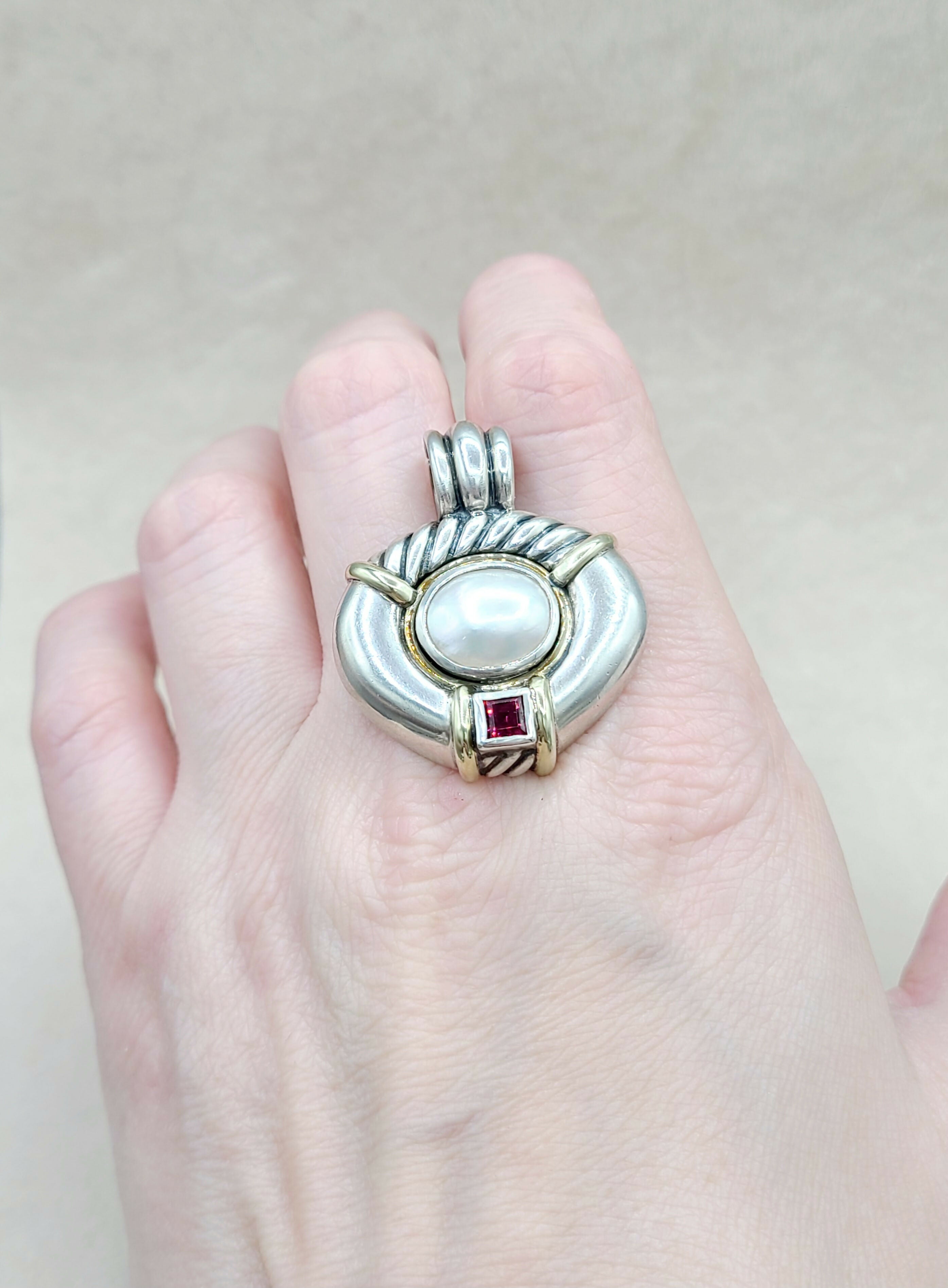 David Yurman Renaissance Pendant Large Pearl & Garnet、mySite、hinf8tx79