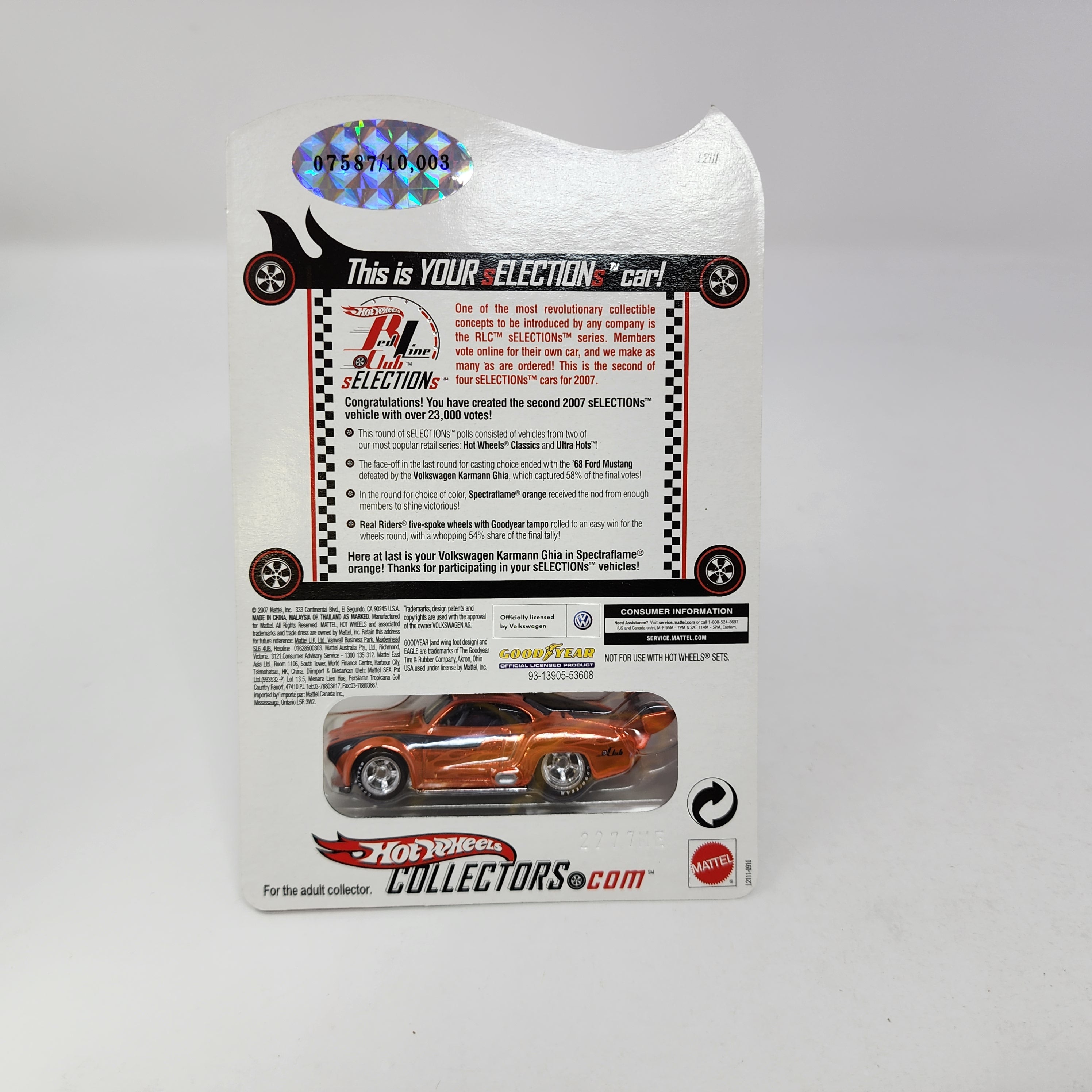 Volkswagen Karmann Ghia * Hot Wheels Red Line Club RLC sELECTIONS、mySite、hgirdovlk