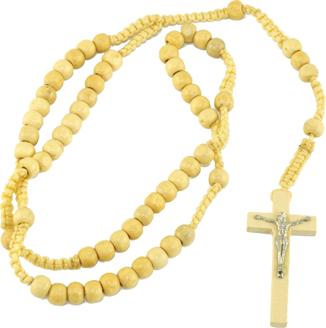 Pair of Ivory Tone Wooden Beads Rosaries with Velvet Bags : Rosary Necklaces with Jesus Corpus Metal glued、mySite、topwebapps