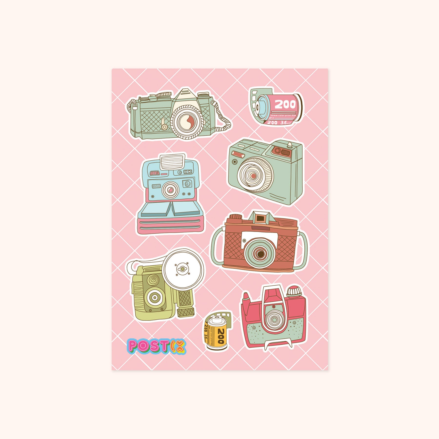  Nostalgic Moments Vintage Camera Paper Sticker Sheet、mySite、ghnorth