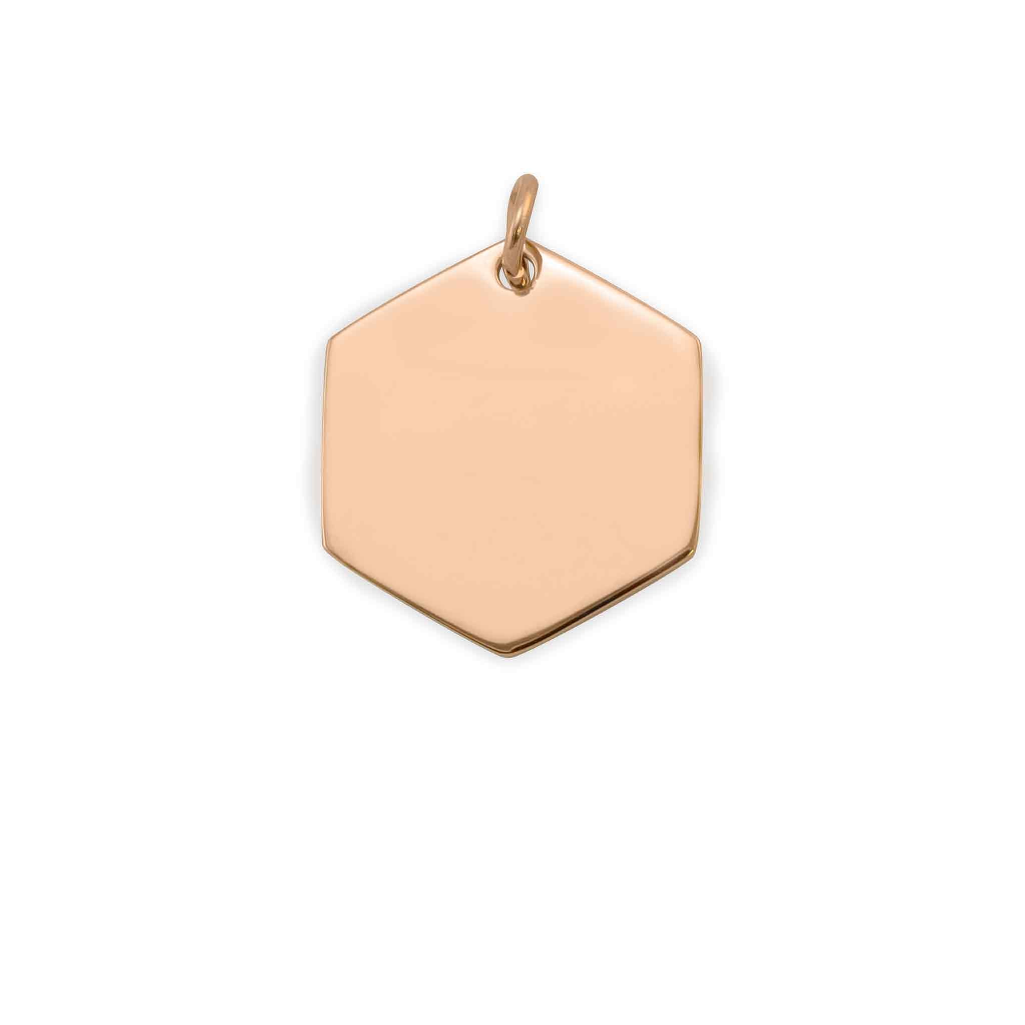 18K Rose Gold PVD Stainless Steel Blank Hexagon Pendant / SBB0237、mySite、dreamappss