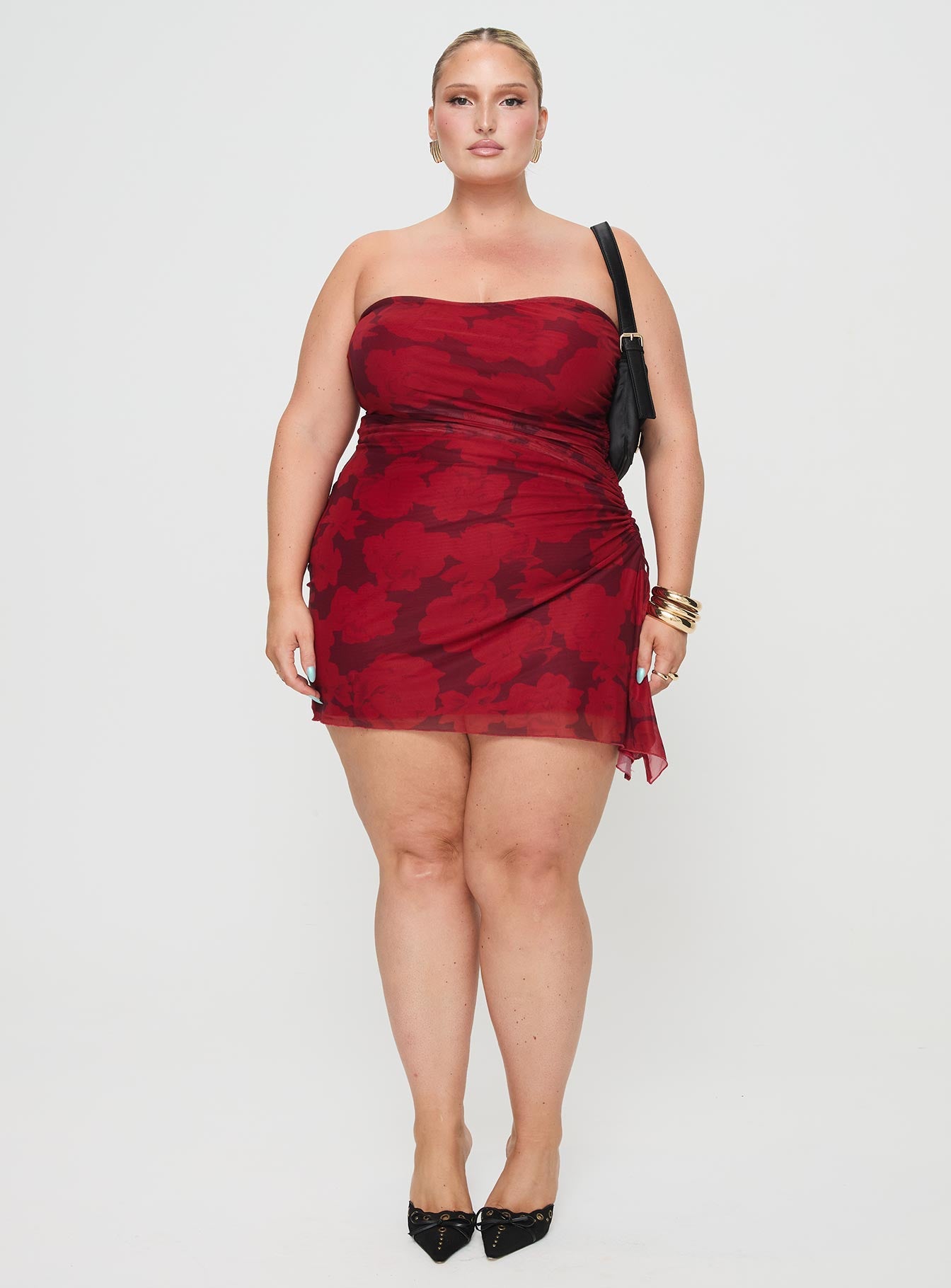 Donelli Mini Dress Burgundy / Red Floral Curve、mySite、solidvoid