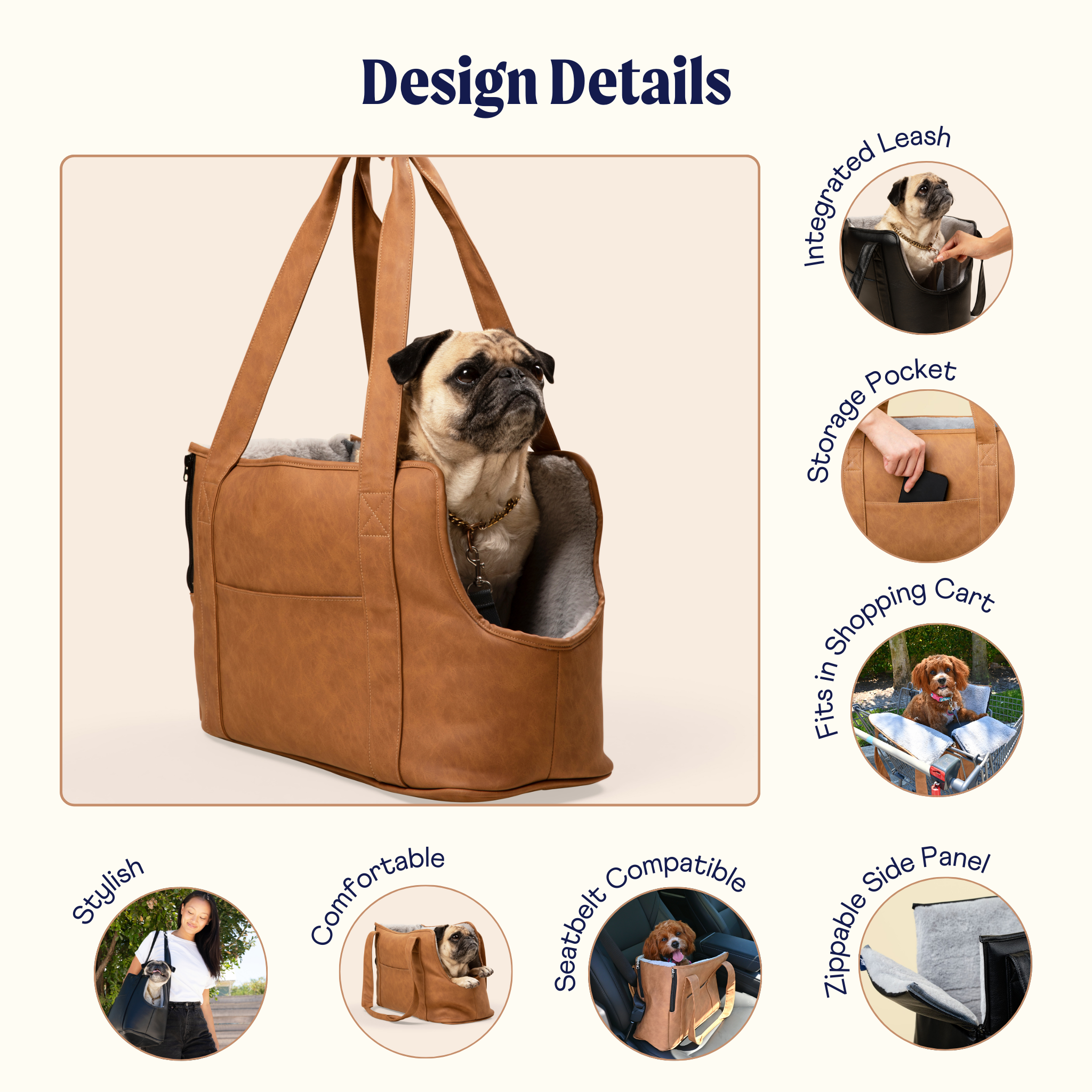 PupTote™ 3-in-1 Faux Leather Dog Carrier Bag - Black、mySite、solidvoid