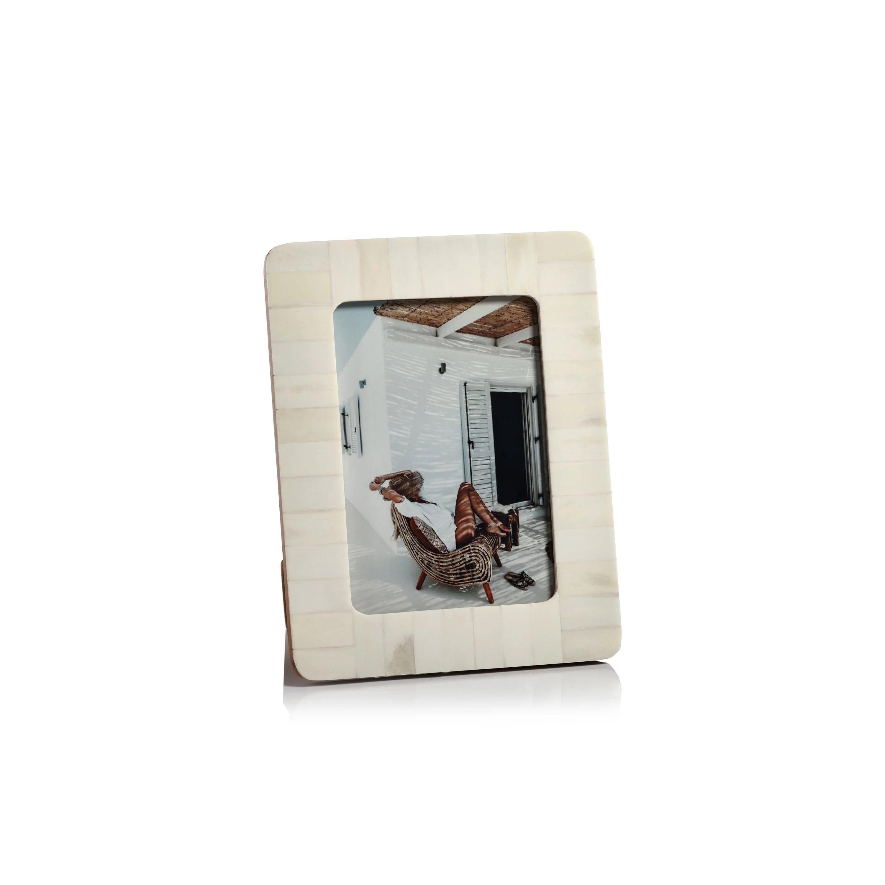  Côte d'Ivoire White Bone Inlay Photo Frame with Rounded Corners、mySite、elrpsem3k