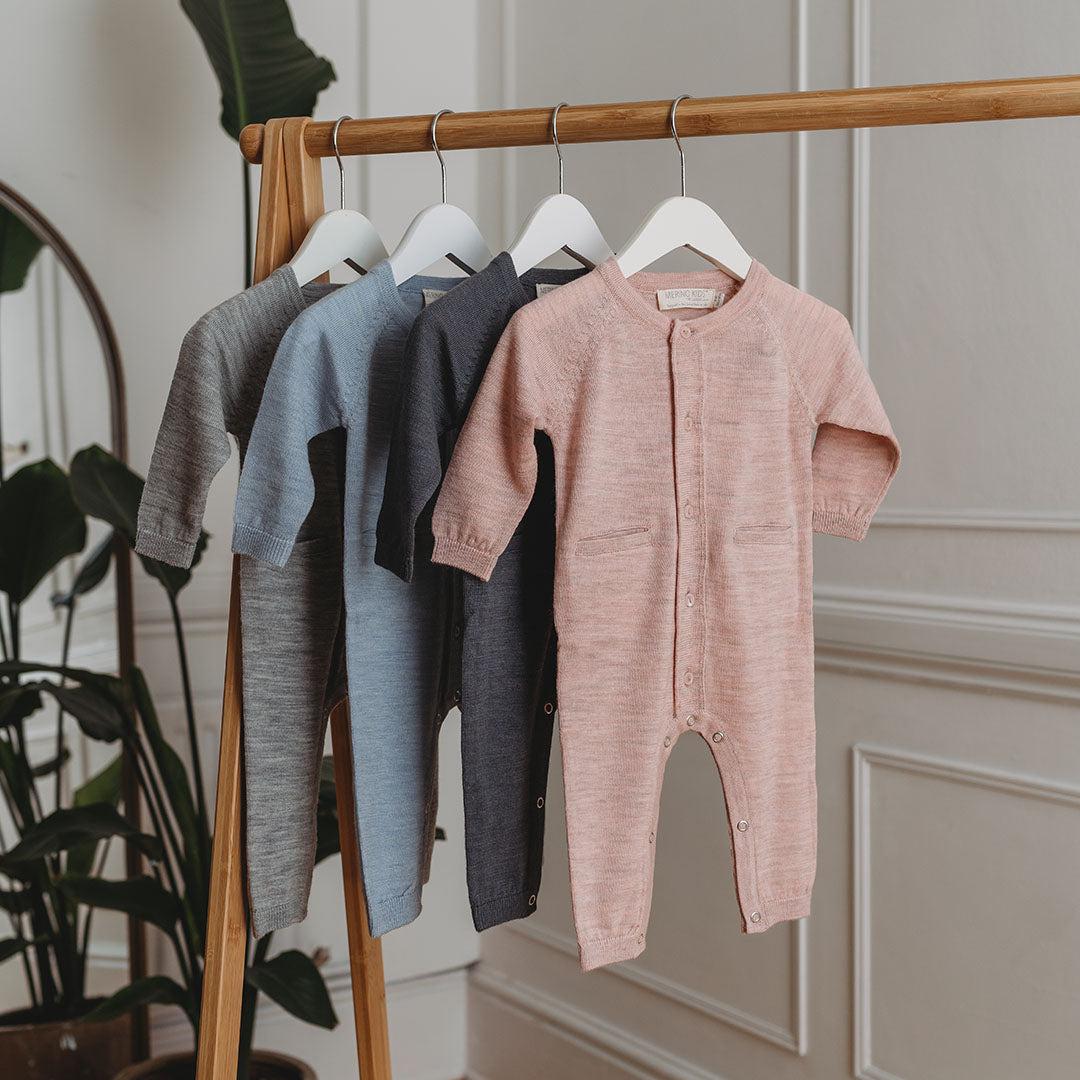  Merino Kids All-In-One Button Through Bodysuit - Light Grey、mySite、merchandisen