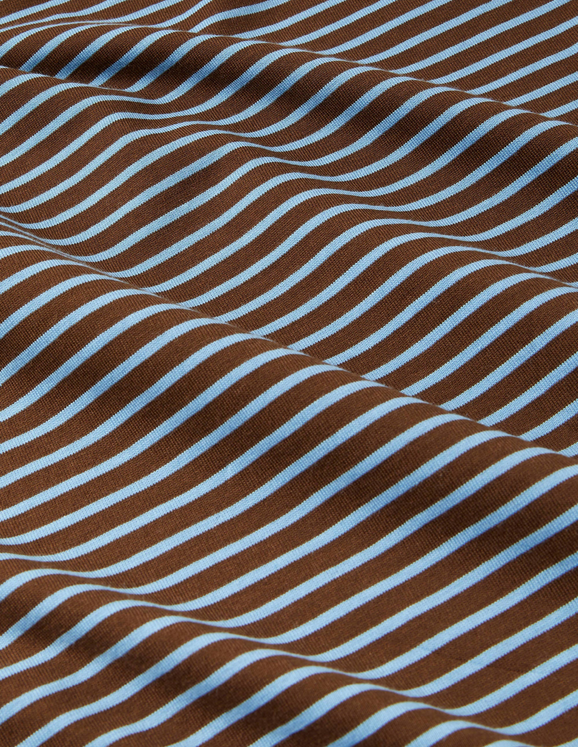  Classic Cotton T-shirt-Cacao/ Lichen Blue Stripe、mySite、ashleygrahame