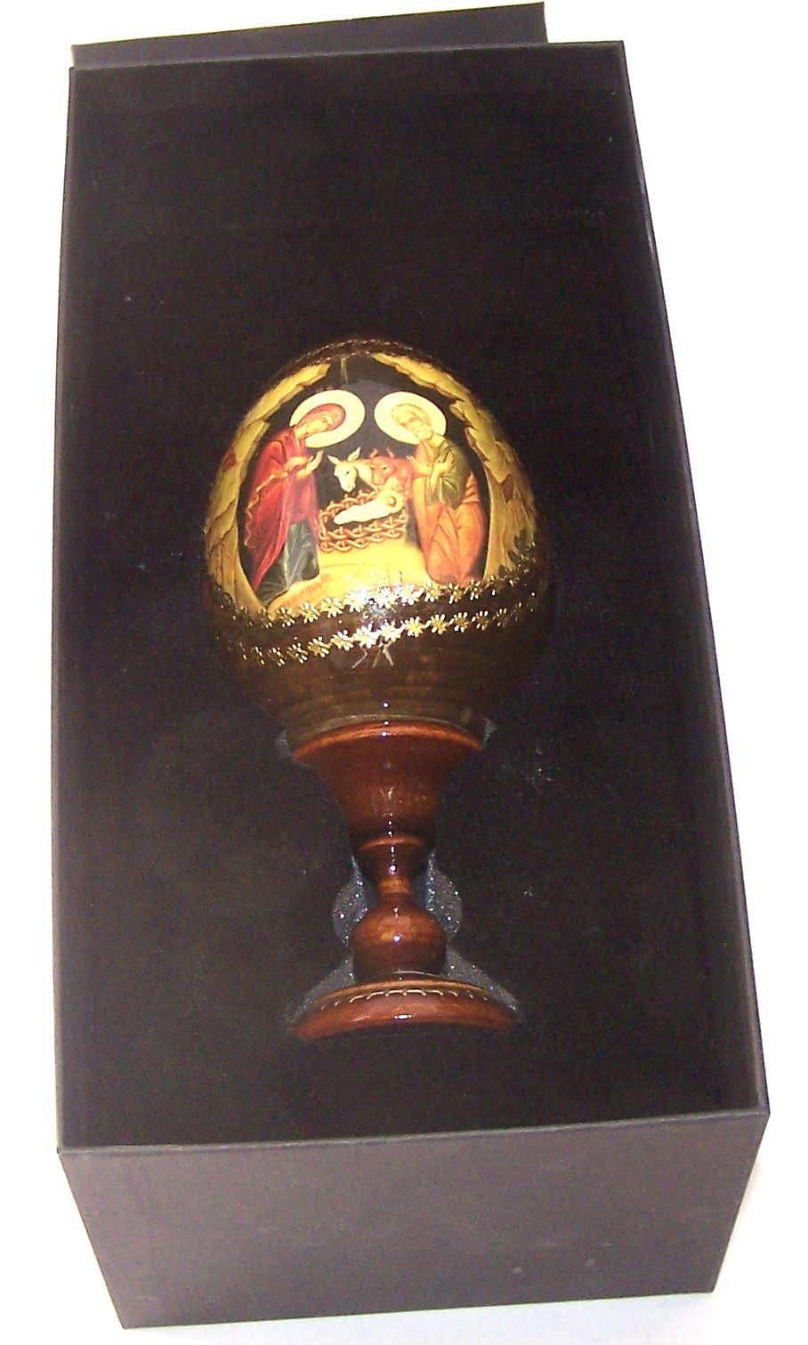 Nativity of our Lord Icon with sheets of Gold (Lithography) written on Egg - Made in Russia ( 7 Inches )、mySite、topwebapps