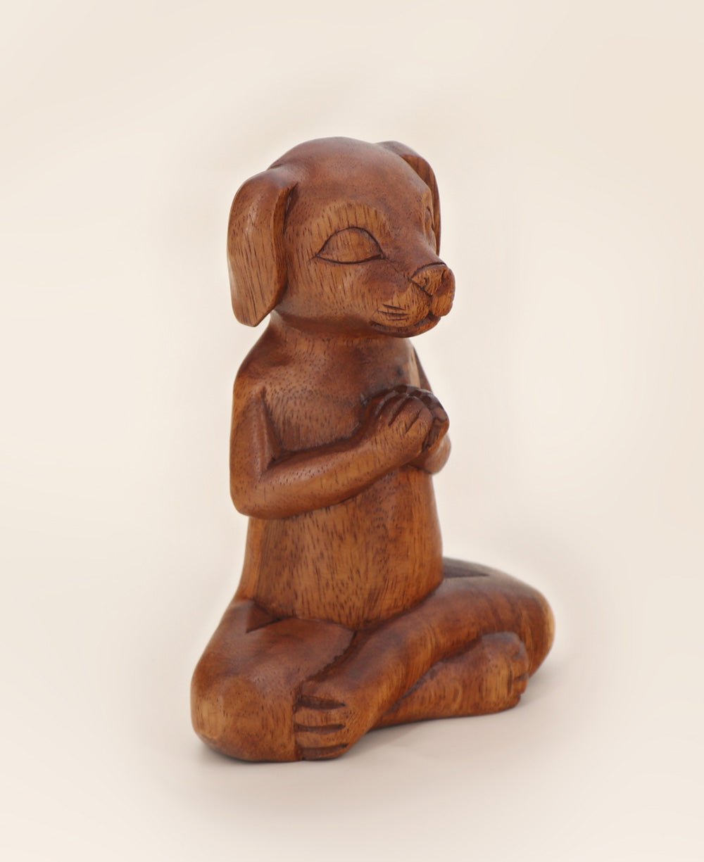 Hand Carved Meditating Namaste Dog Statue、mySite、topwebapps