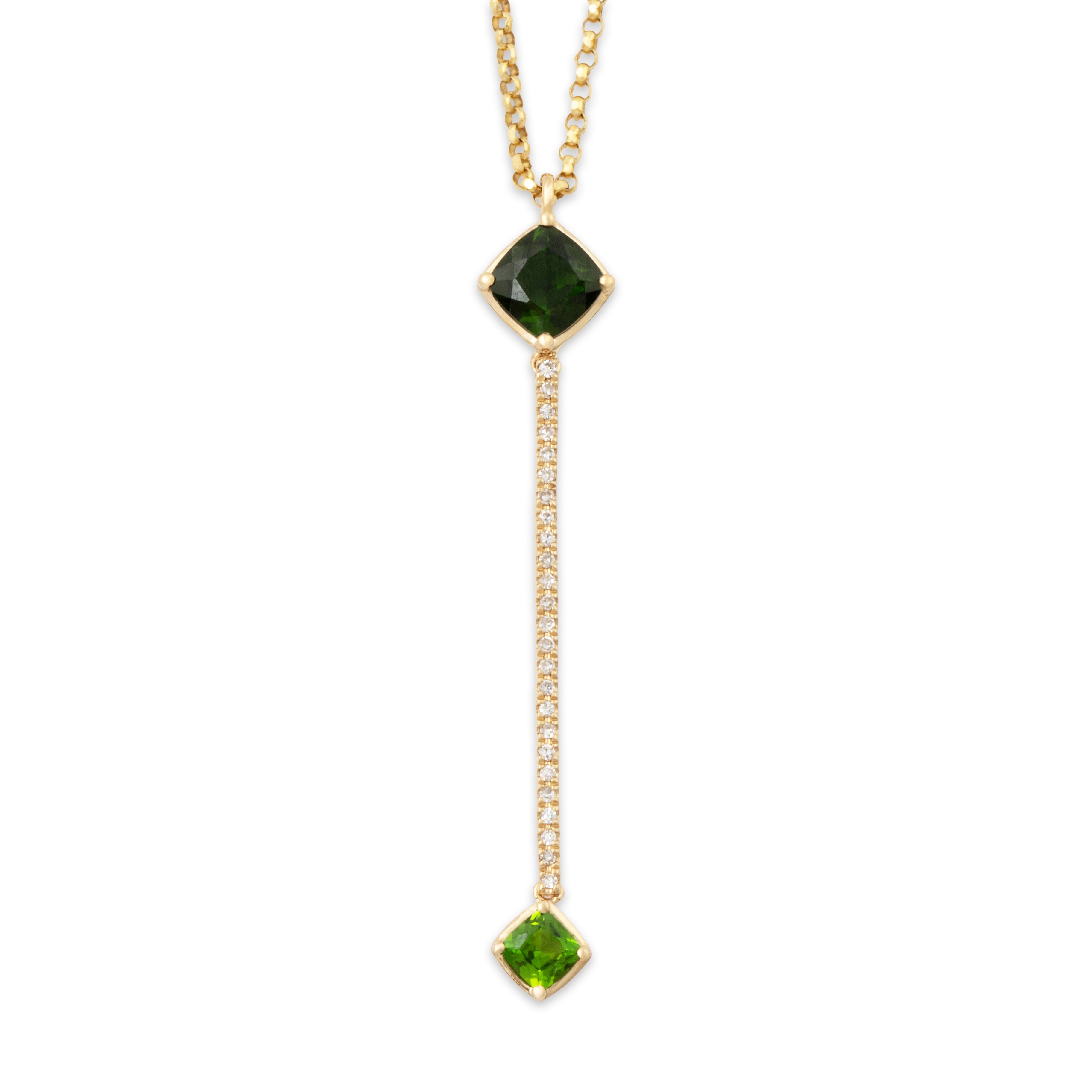 Estate 14k Yellow Gold Tourmaline Tsavorite Modernist Style Necklace 18、mySite、hinf8tx79
