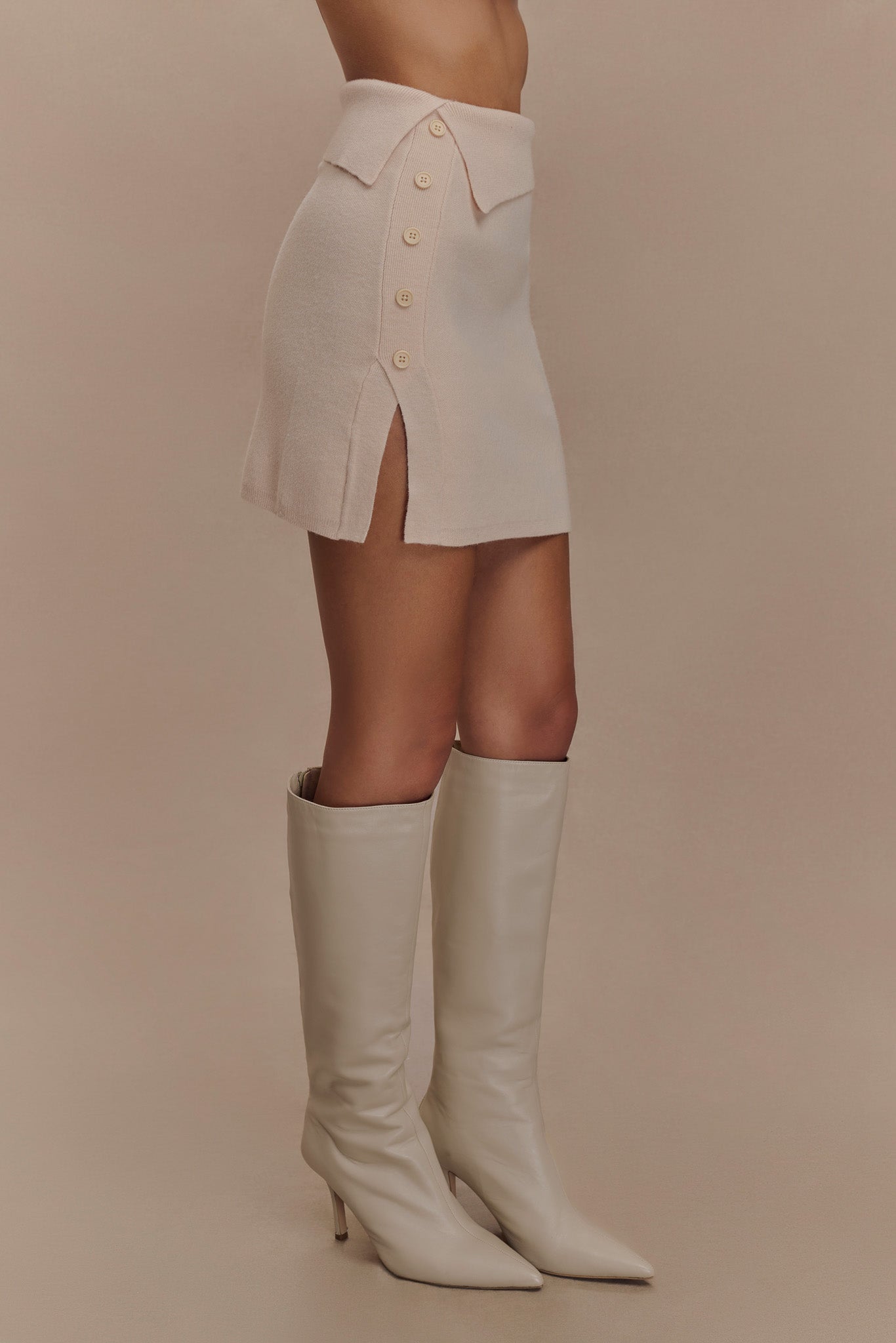Annabelle Knit Mini Skirt - Cream、mySite、solidvoid