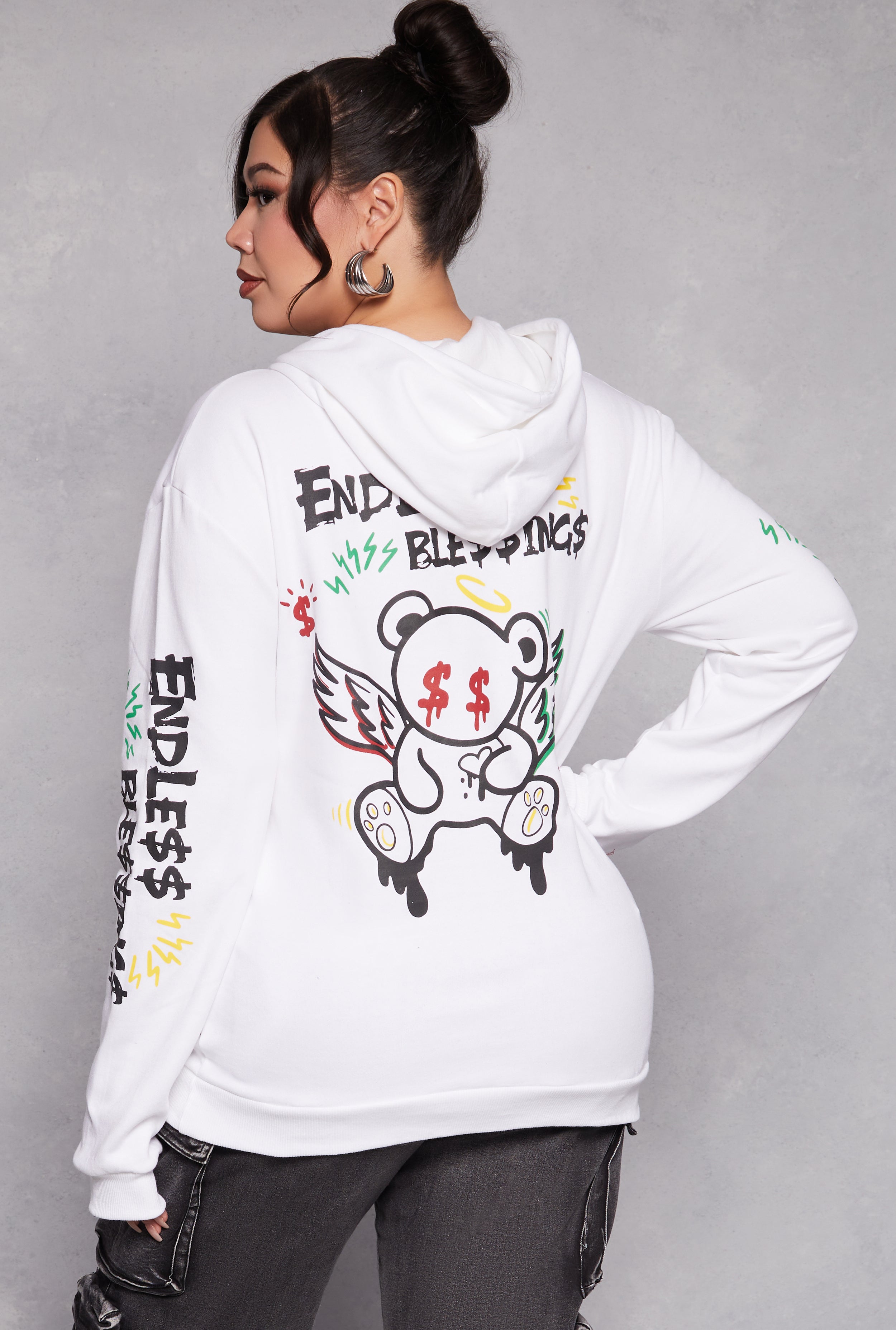 Plus Size Endless Blessings Graphic Pullover Hoodie、mySite、camillekostekn