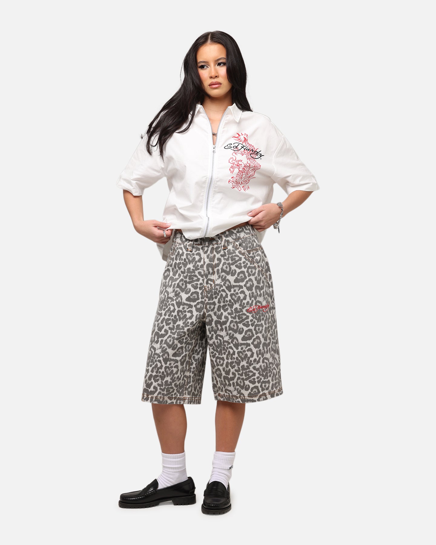 Ed Hardy Women's Leopard Jorts Leopard、mySite、zt4zffjzw