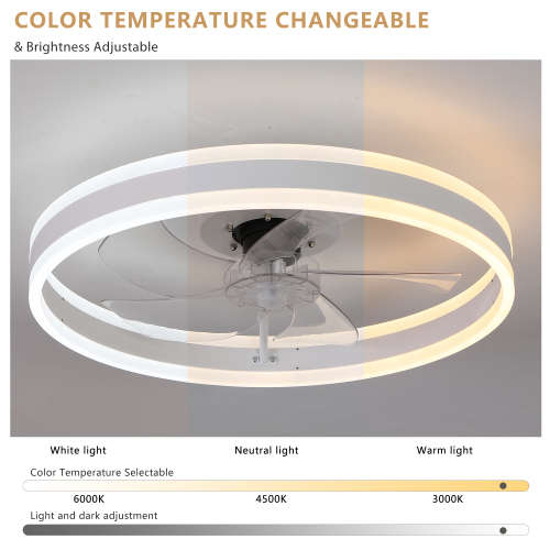 Ceiling Fans with Lights Dimmable LED Embedded installation of thin modern ceiling fans(Orange)、、eastwooduniform