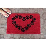 Paw Print Heart Handwoven Coconut Fiber Doormat、mySite、g9winljtr