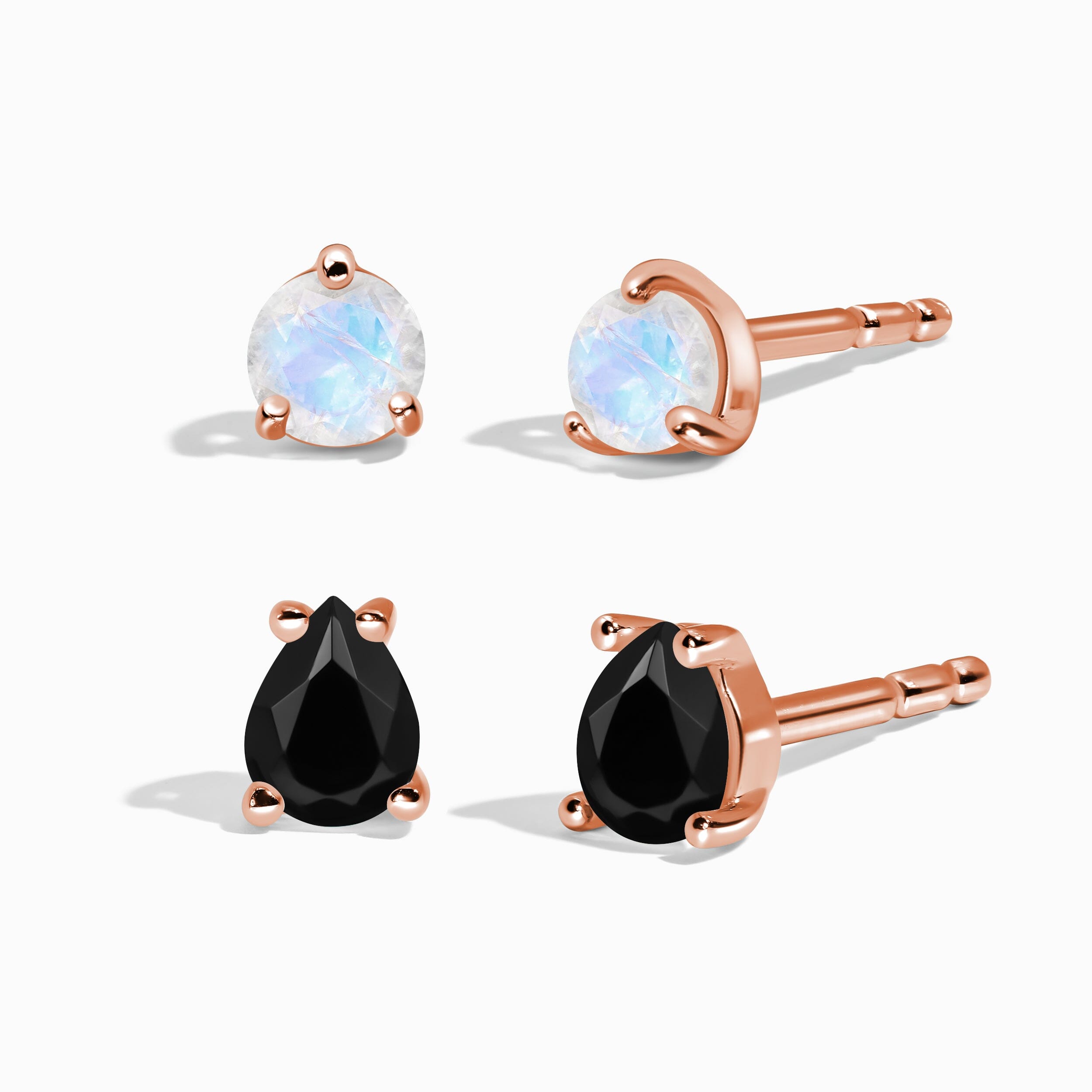 Black Obsidian Moonstone Petite Teardrop & Round Studs、mySite、hinf8tx79
