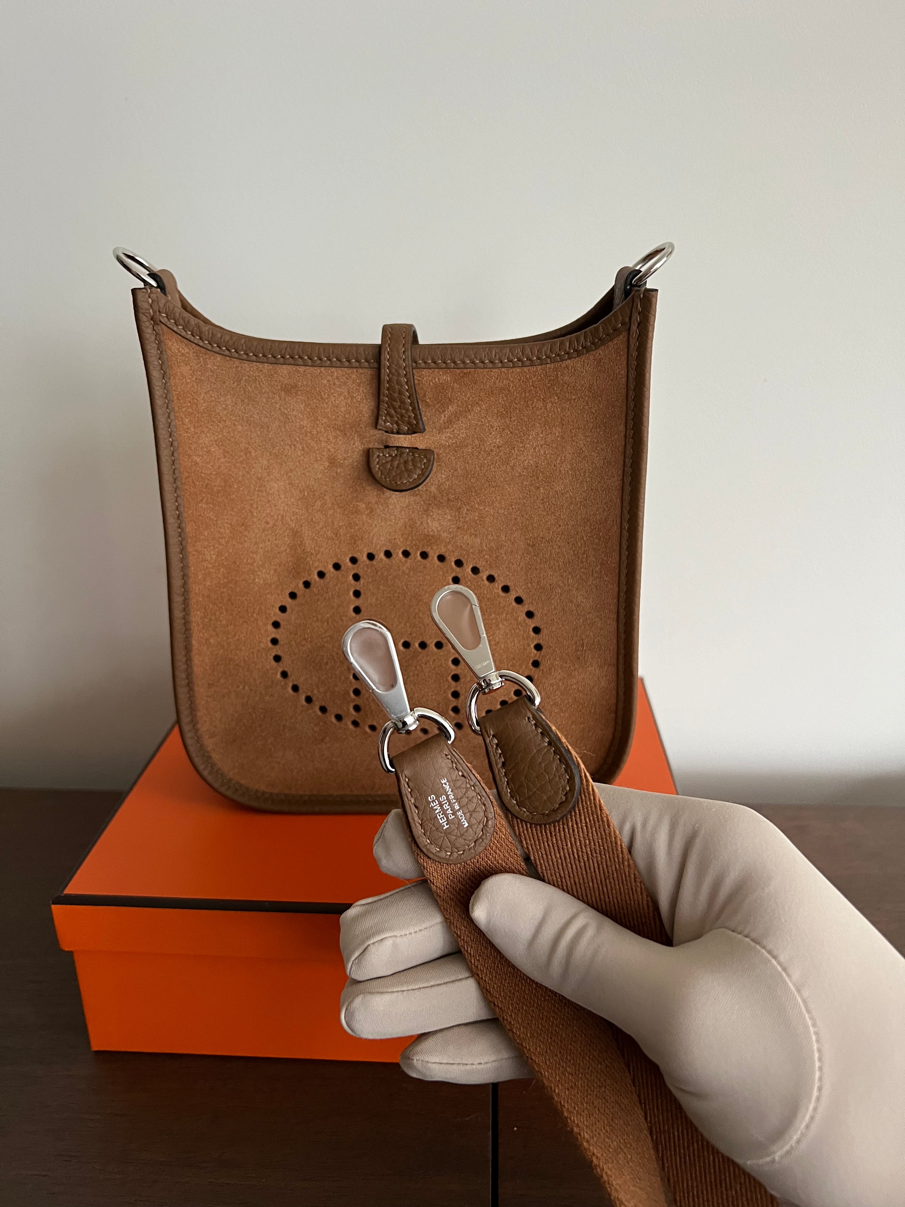 Hermès Mini Evelyne 16 Grizzy Clemence Chamois Alezan Gold PHW、mySite、garminoutage.com