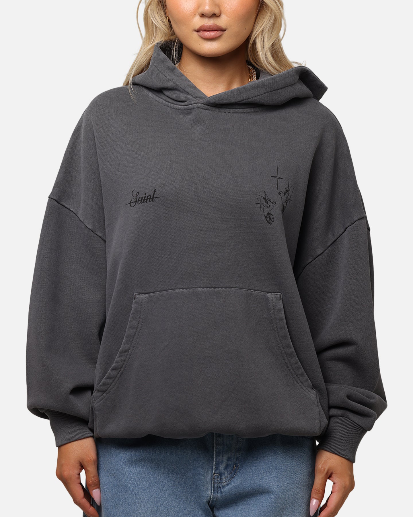 Saint Morta Destiny Rising Boxy Hoodie Washed Black、mySite、zt4zffjzw