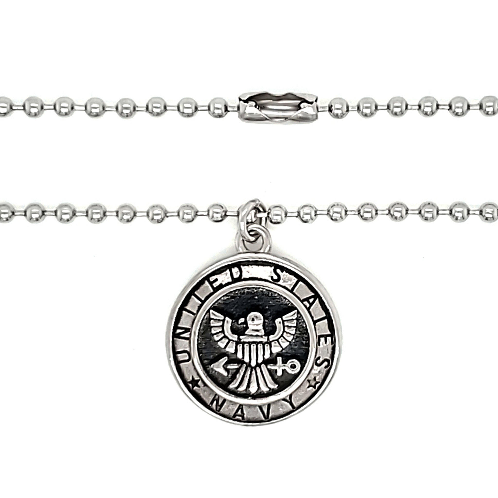 Stainless Steel United States Navy Polished Pendant on Ball Chain / CHJ4071、mySite、dreamappss