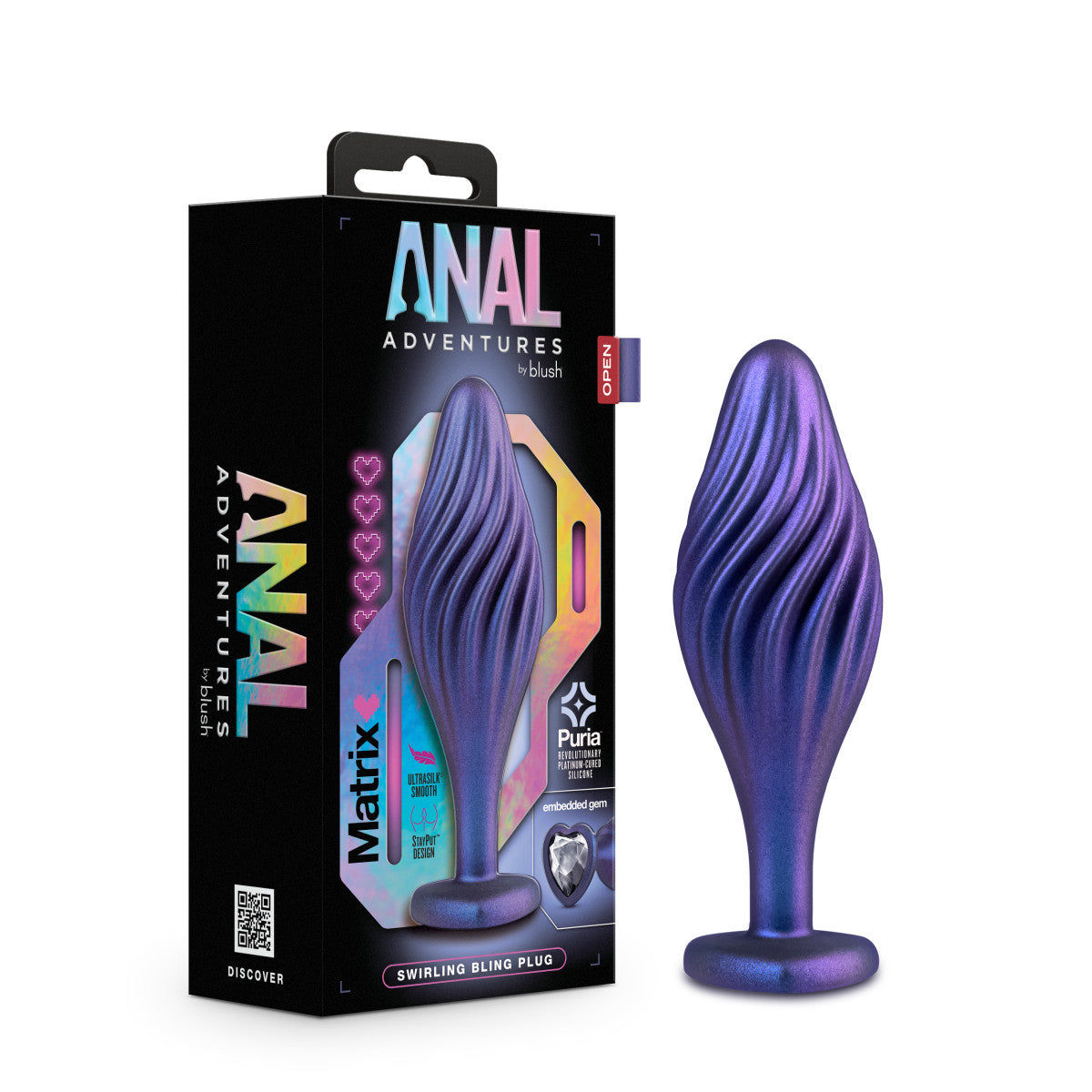 Anal Adventures Matrix By Blush® | Swirling Bling Sapphire 4.5-Inch Anal Plug、mySite、bottomscart