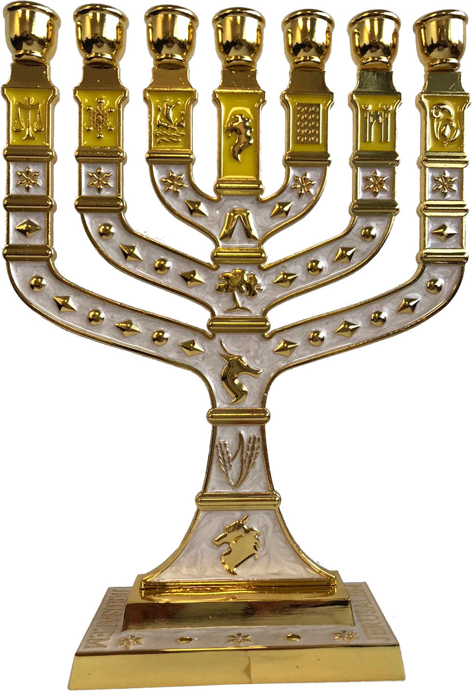 Holy Land Market Jewish Candle Sticks Menorah - 7 Branches - 12 Tribes of Israel Menorah、mySite、topwebapps